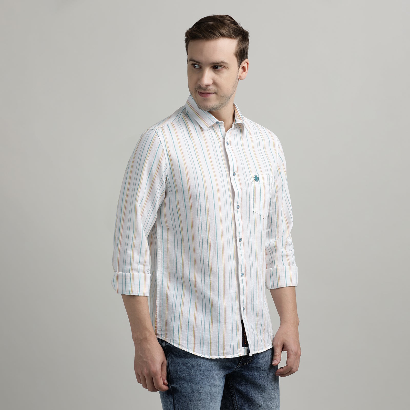 White Striped Full Sleeve Shirt