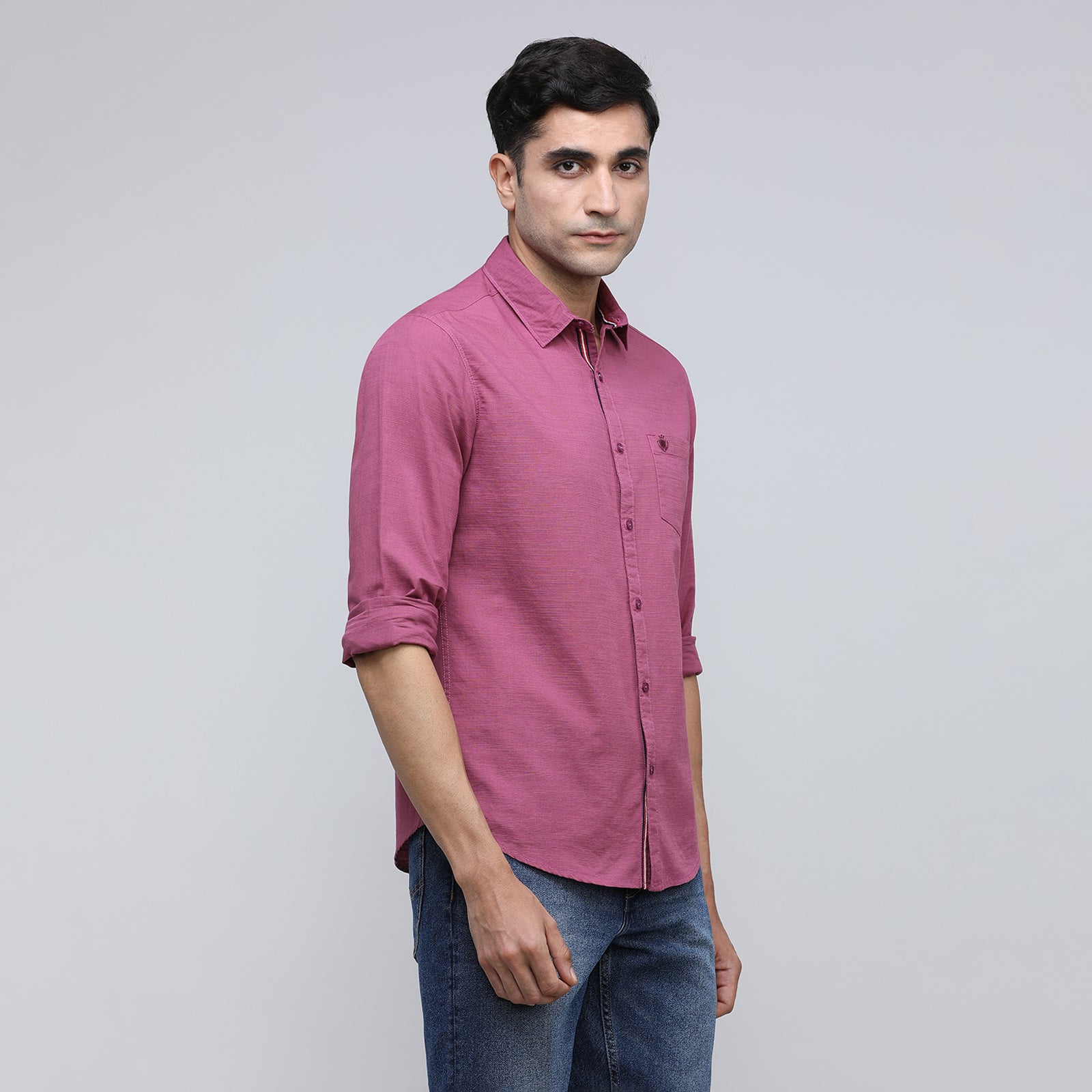 Indo Cotton Men's Solid Full Sleeve Shirt