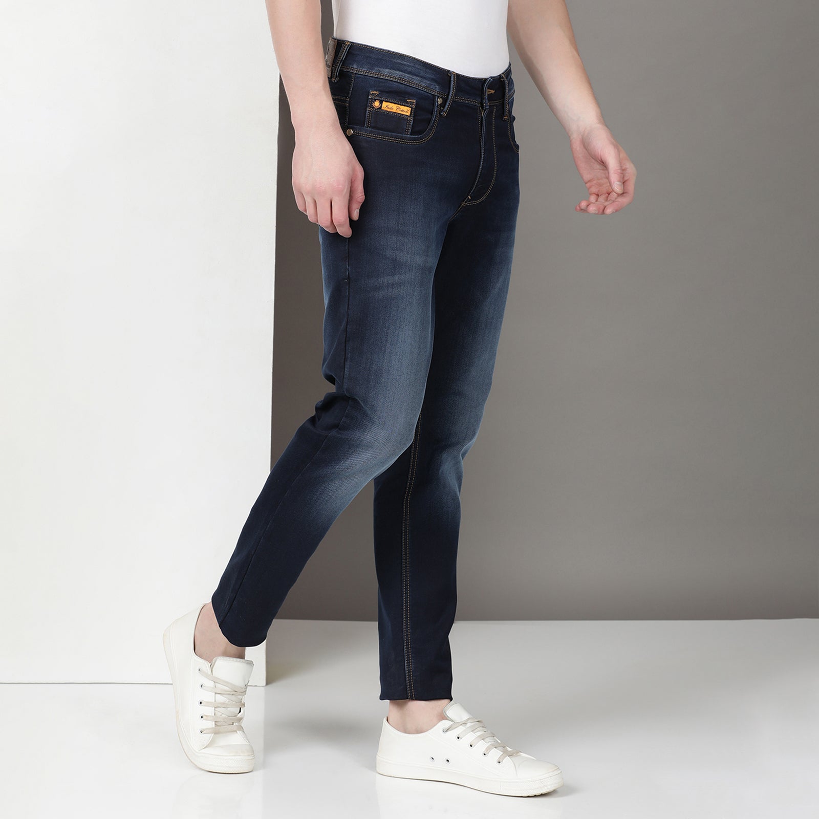 Light Wash Navy Midrise Slim Fit Jeans