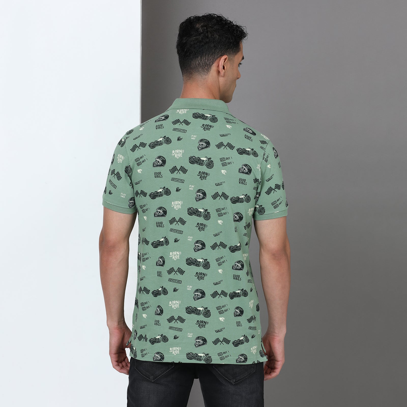 Slim Fit Printed Polo T-Shirt