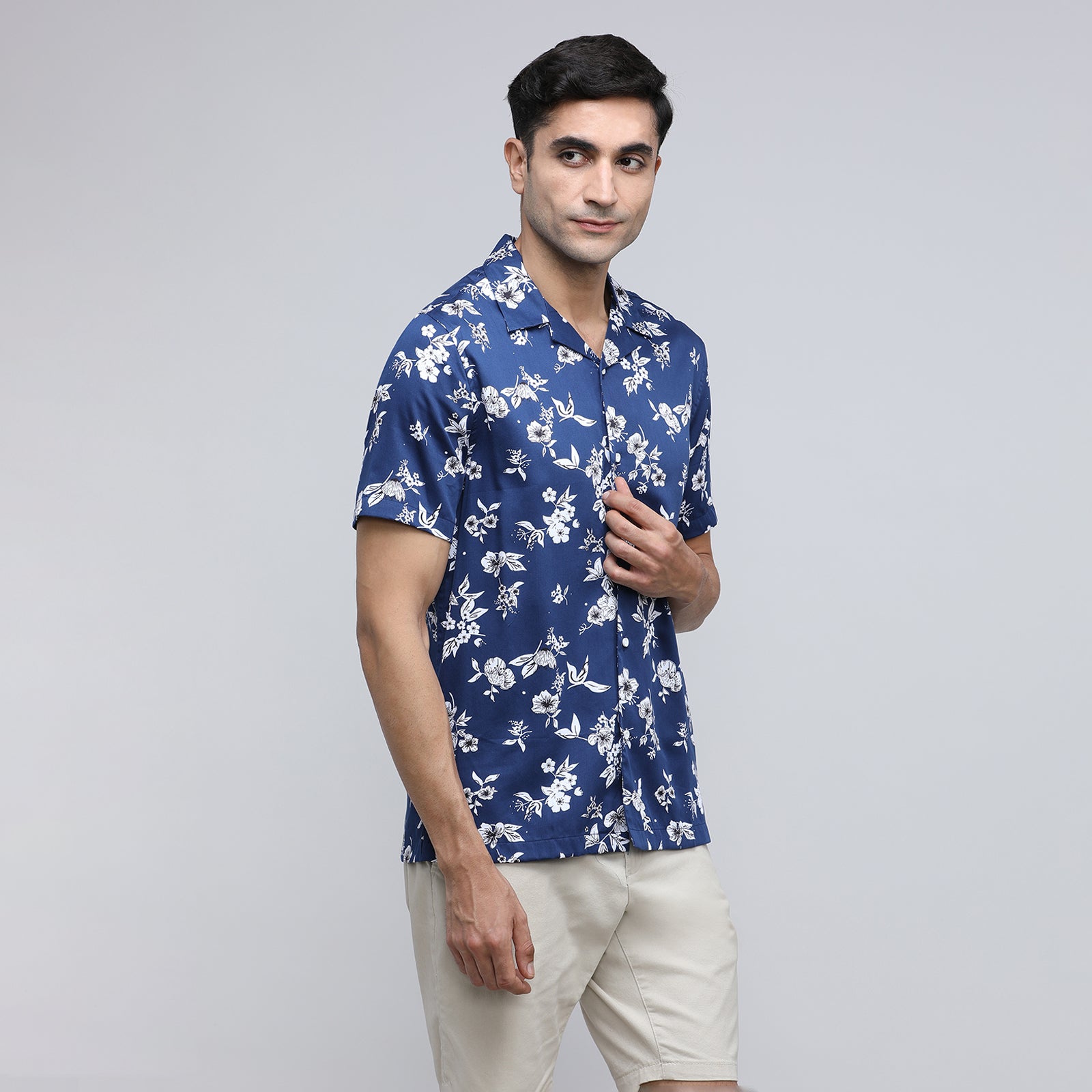 Indo Cotton Men's Printed Half Sleeve Shirt