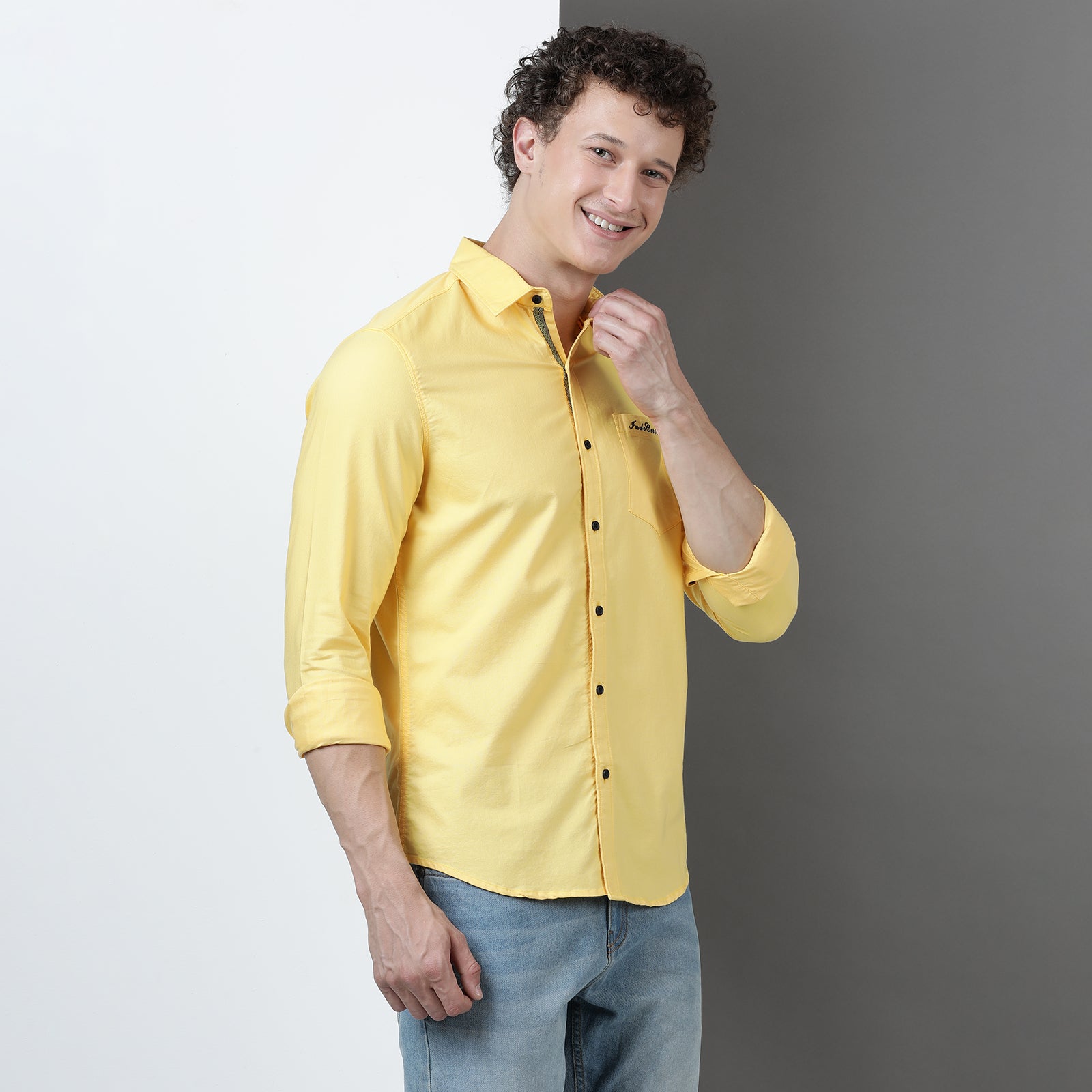 Yellow Solid Full Sleeve Shirt