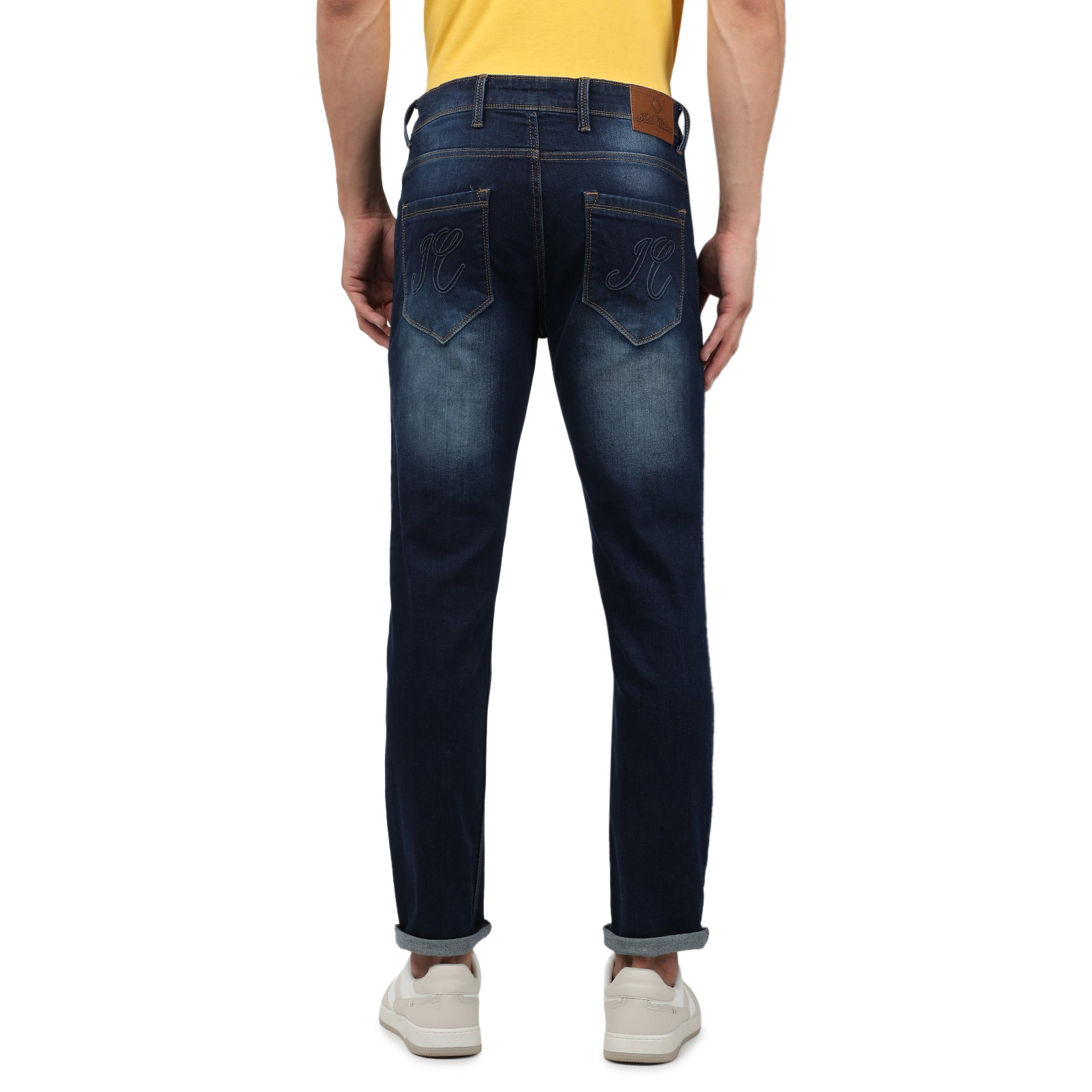 Navy Blue Light Wash Slim Fit Jeans