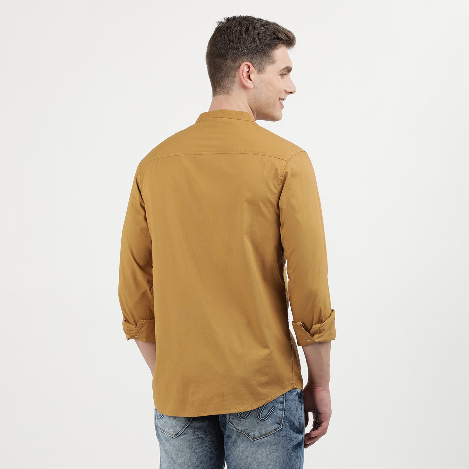 Khaki plain Full Sleeve Shirt-1