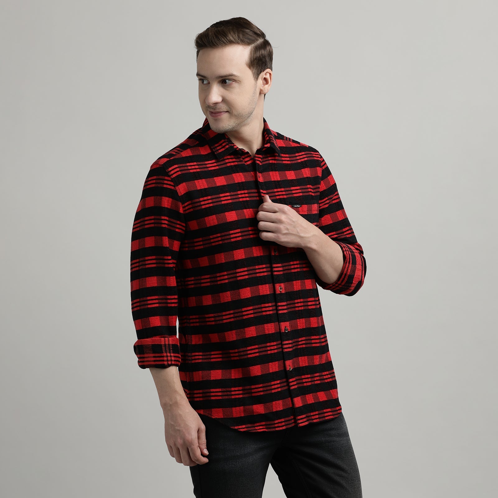 Black & Red Checks Full Sleeve Shirt