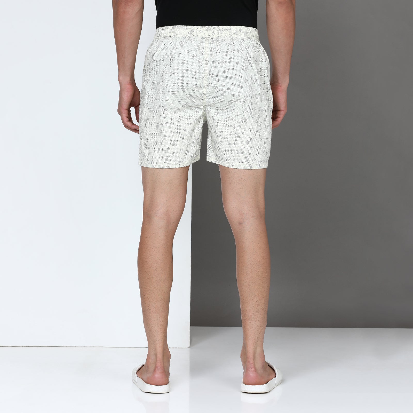 Cream Printed Short Thigh Short