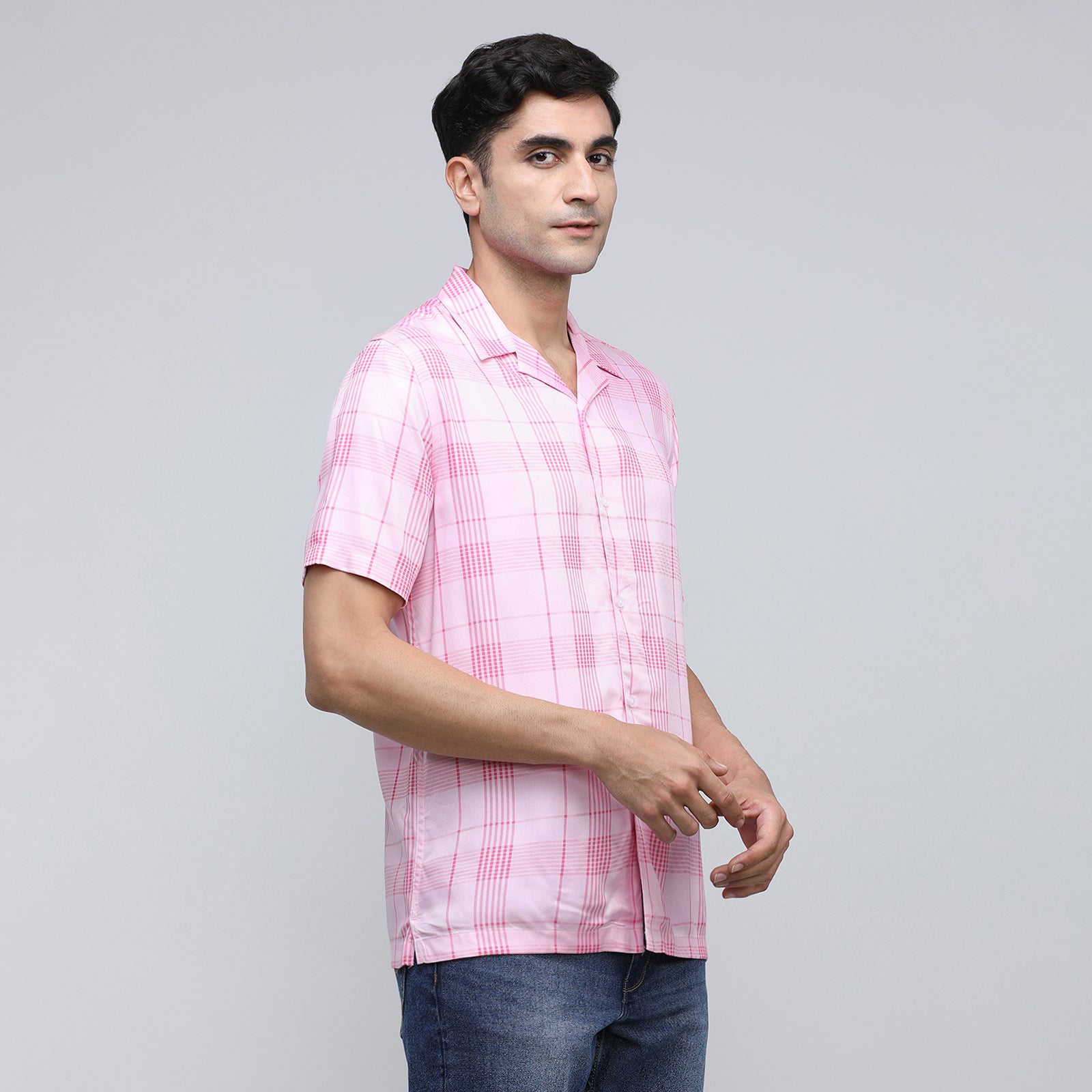 Indo Cotton Men's Checkered Half Sleeve Shirt