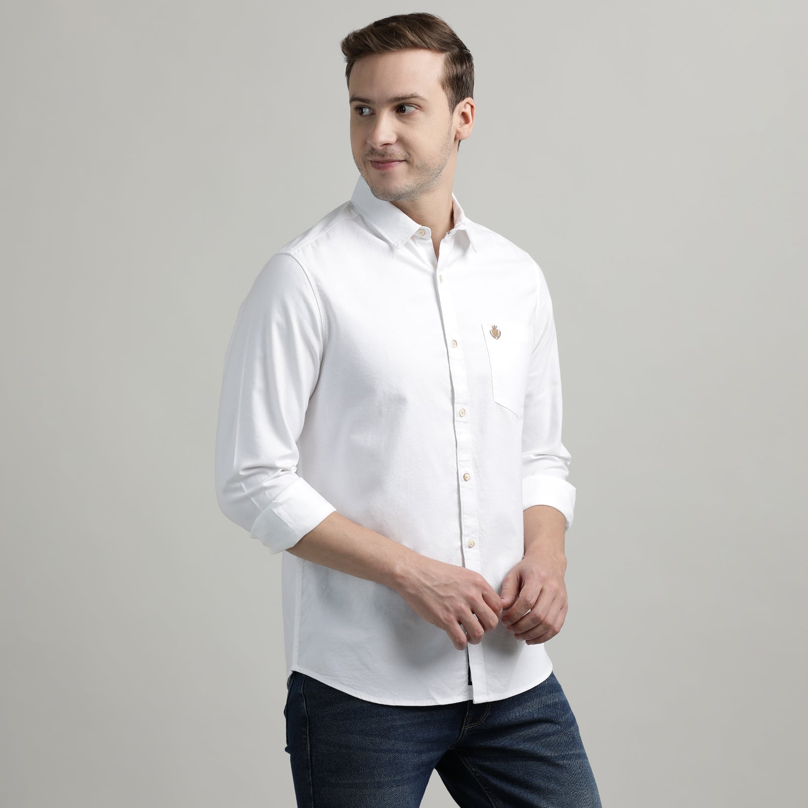 White Solid Full Sleeve Shirt