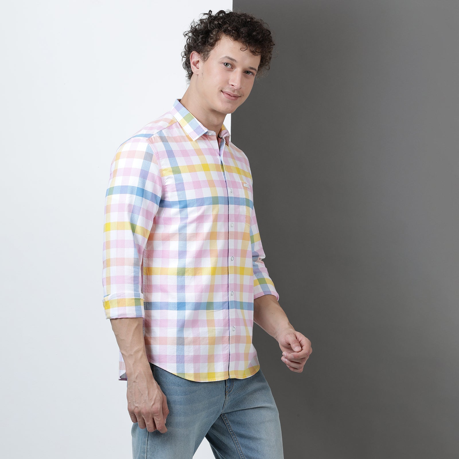 White Yarn Dyed Checks Full Sleeve Shirt