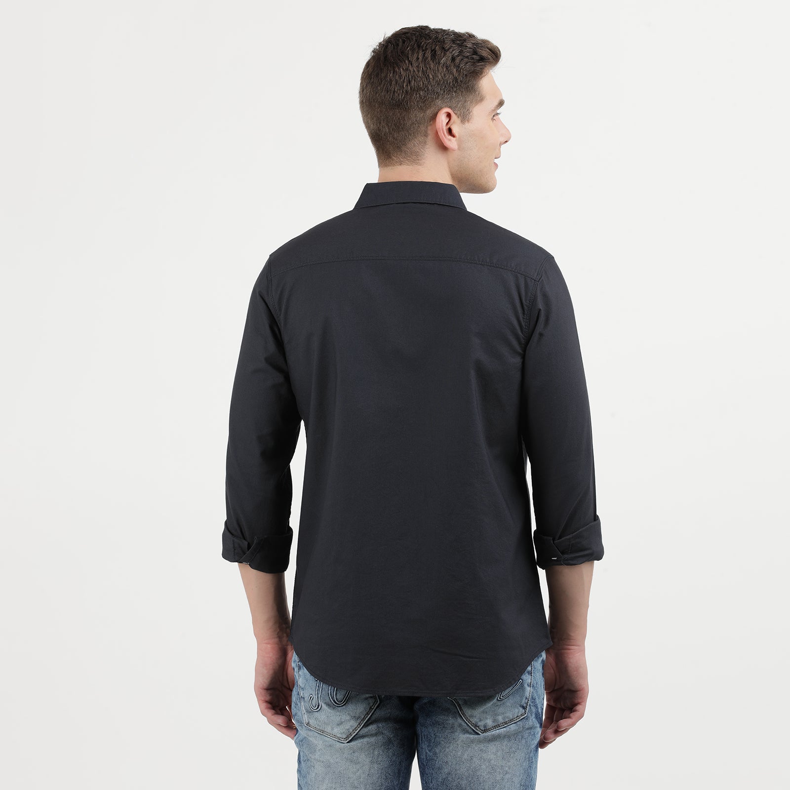 Dark Navy Solid Full Sleeve Casual Shirt