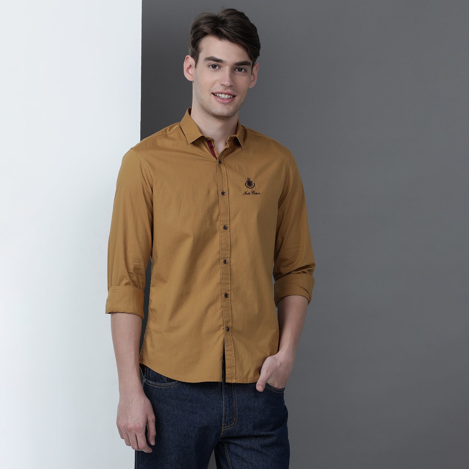 Mustard Solid Full Sleeve Shirt