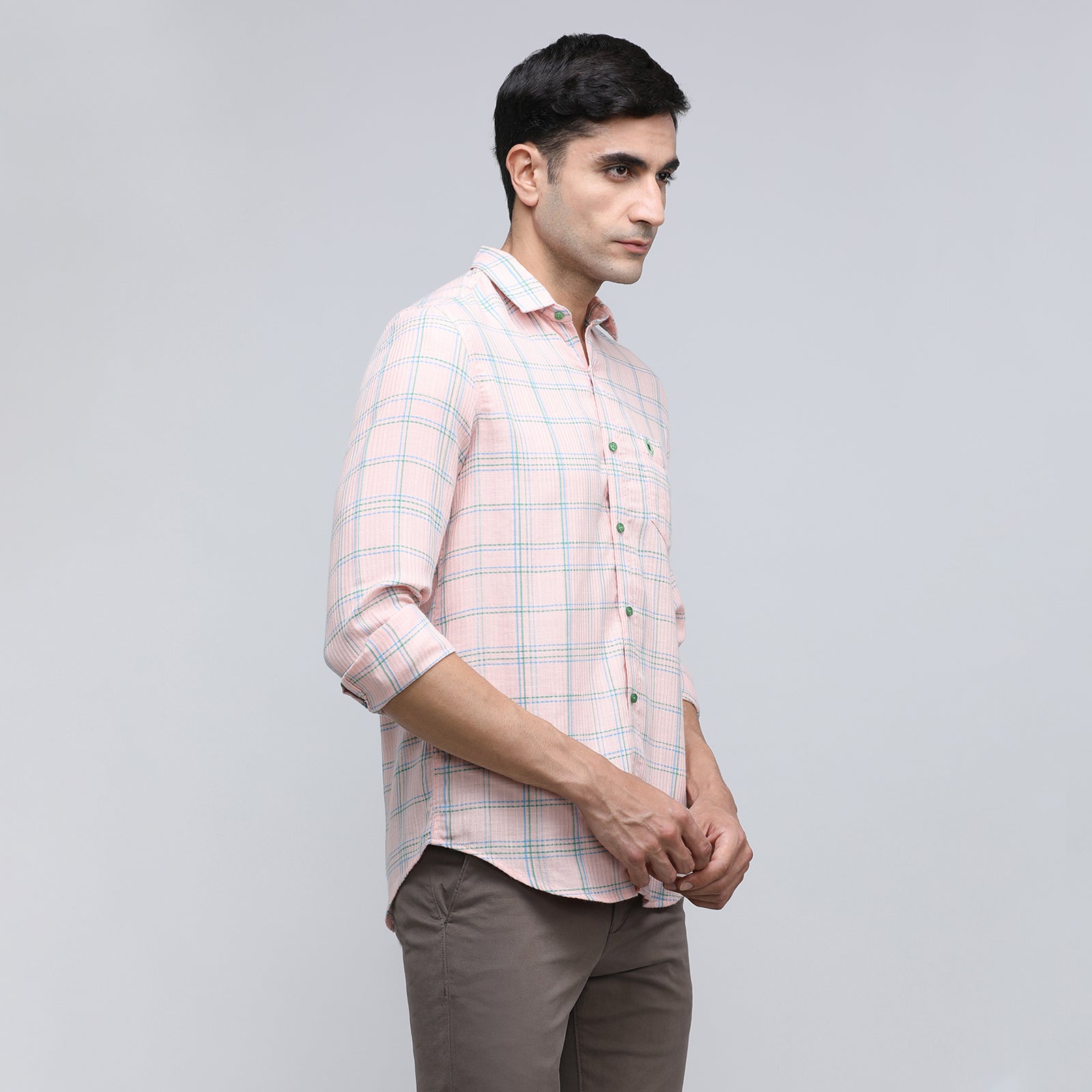 Indo Cotton Men's Checkered Full Sleeve Shirt