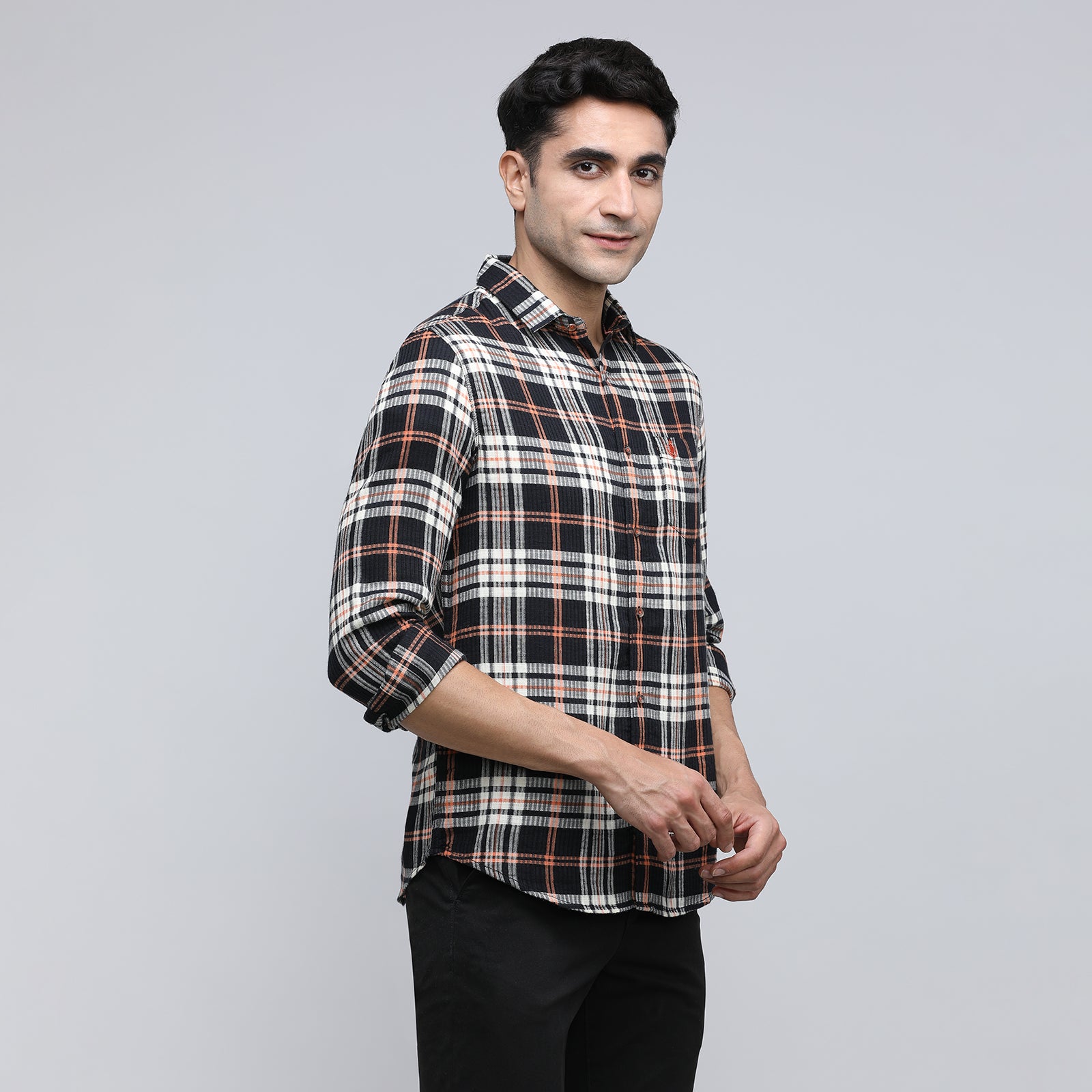 Indo Cotton Men's Checkered Full Sleeve Shirt