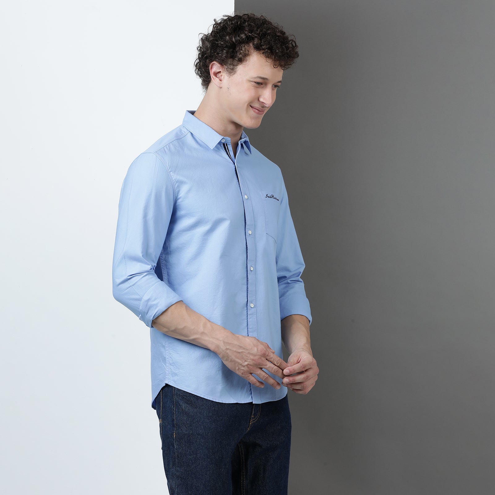 Blue Solid Full Sleeve Shirt