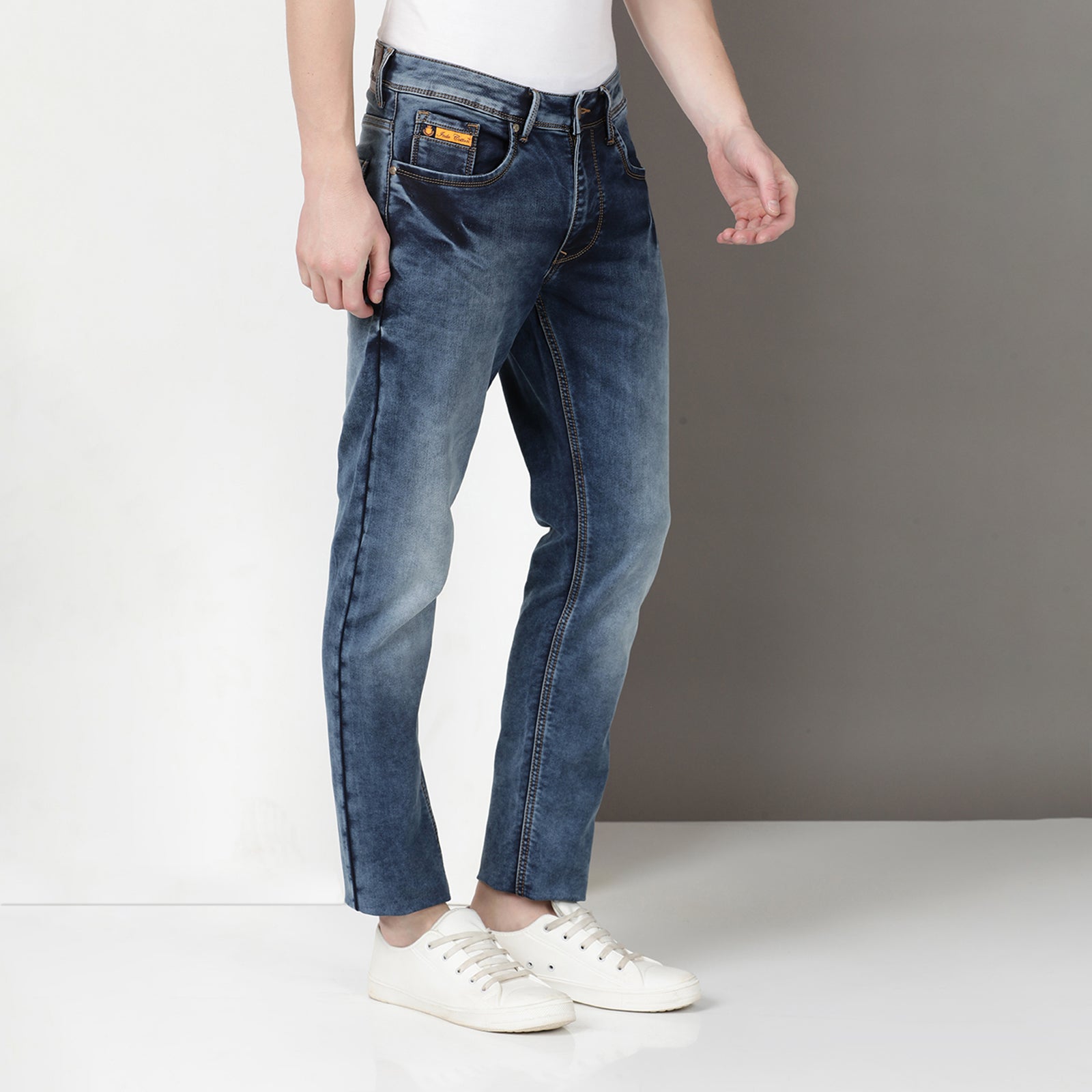 Dark Wash Navy Midrise Slim Fit Jeans