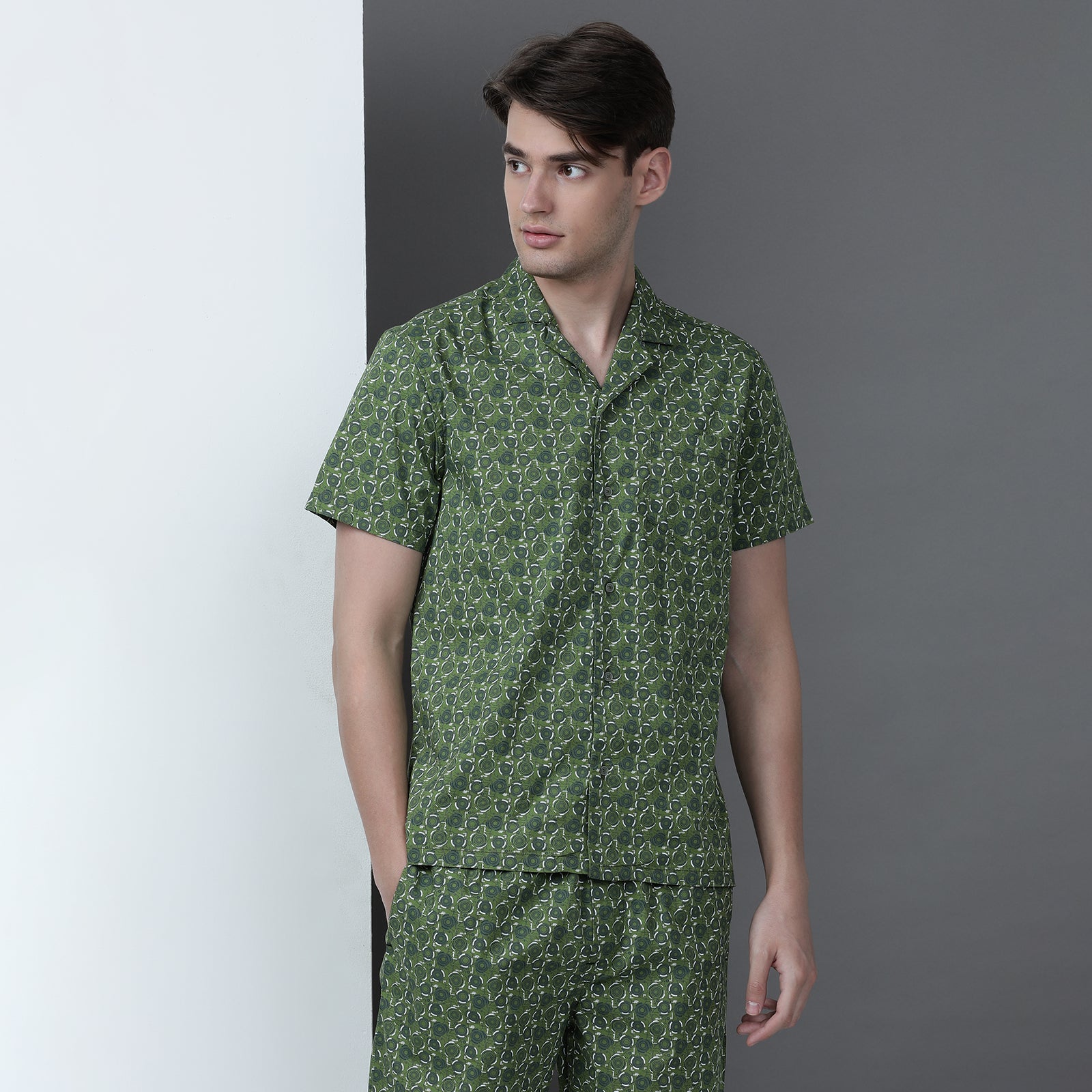 Green Printed Lounge Wear Set