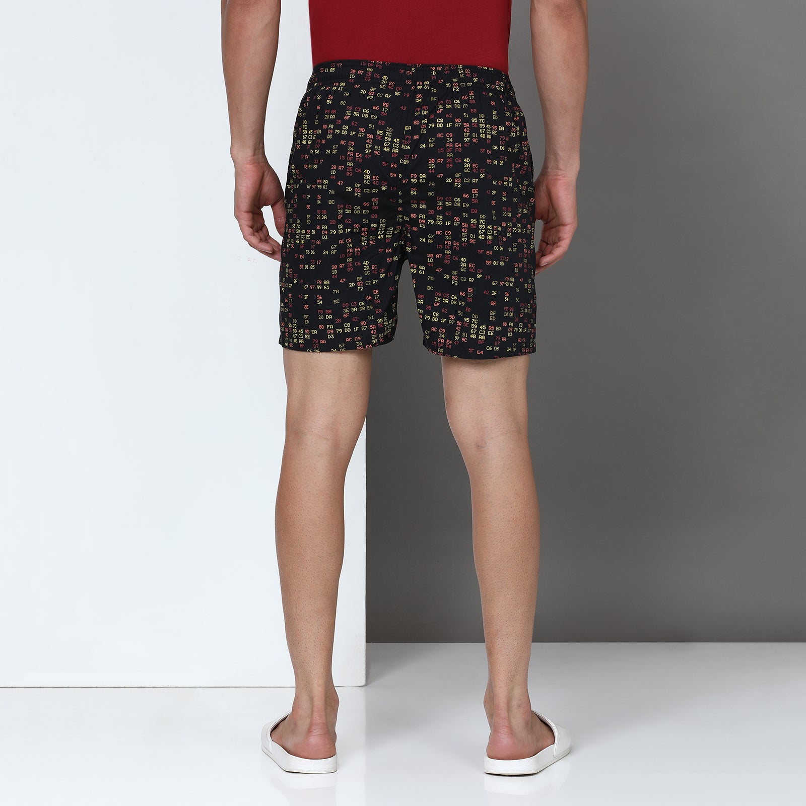 Black Printed Short Thigh Short