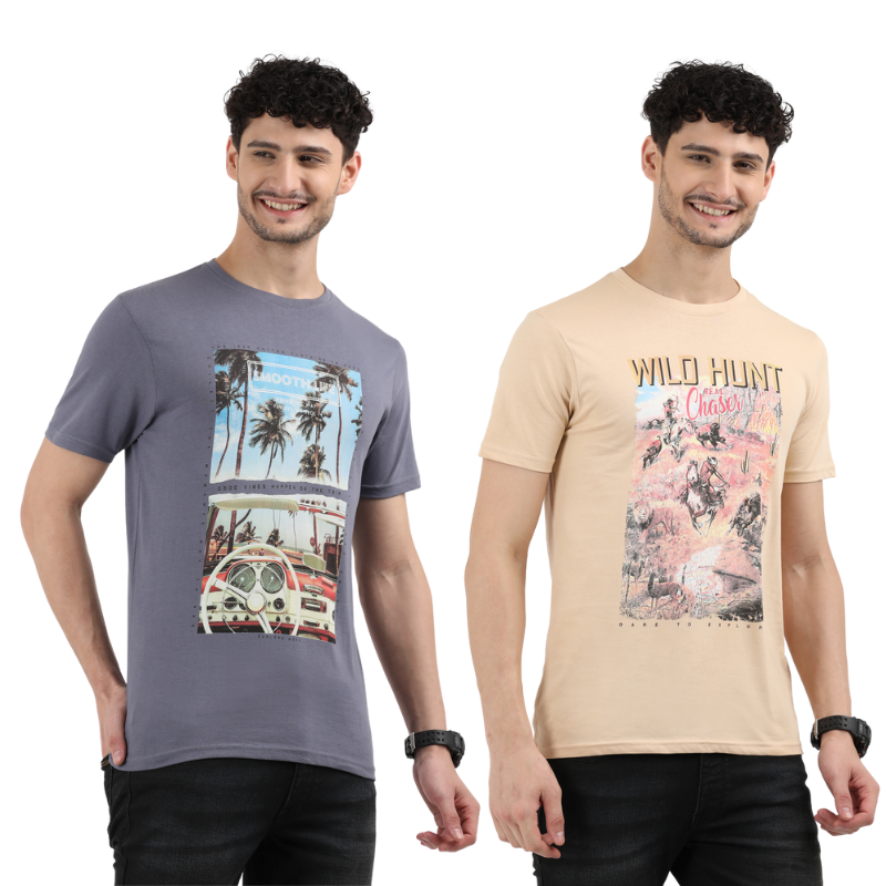 Men's Smooth Life & Wild-Hunt-Chase Graphic-Print T-Shirt Pack of 2