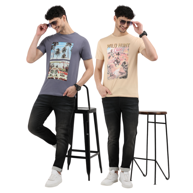 Men's Smooth Life & Wild-Hunt-Chase Graphic-Print T-Shirt Pack of 2