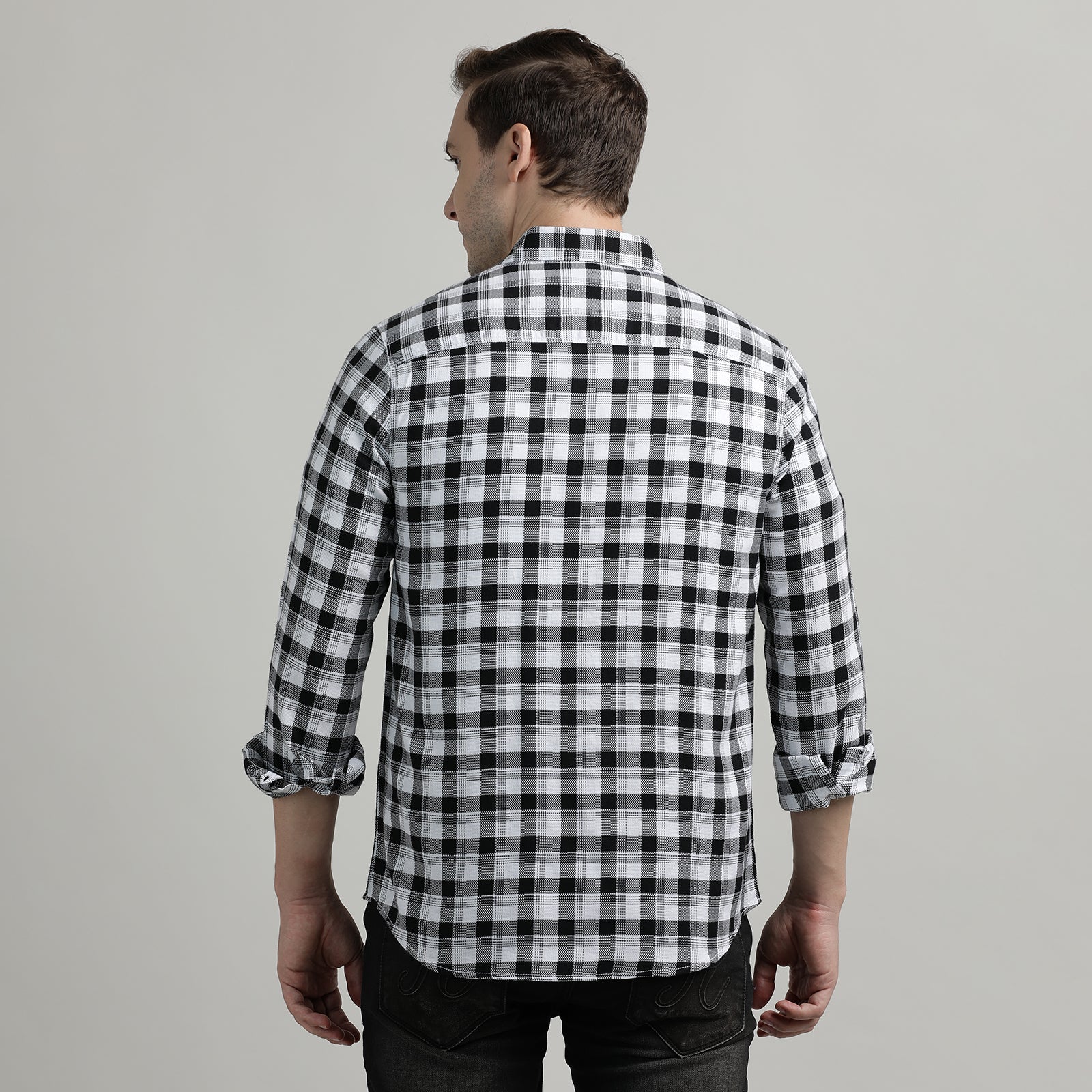 Black & White Checks Full Sleeve Shirt