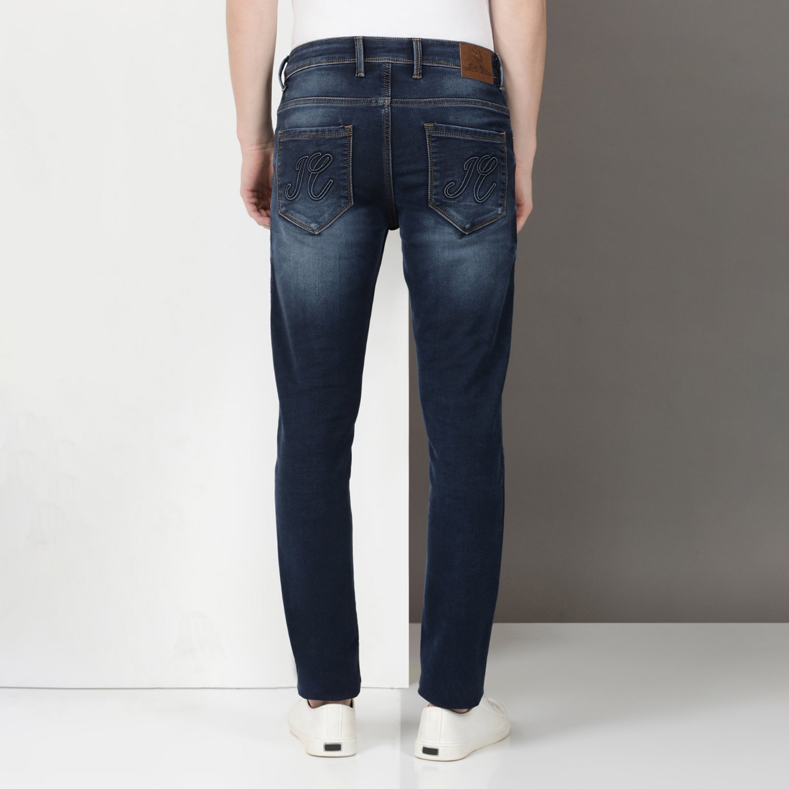 Light Wash Navy Midrise Slim Fit Jeans