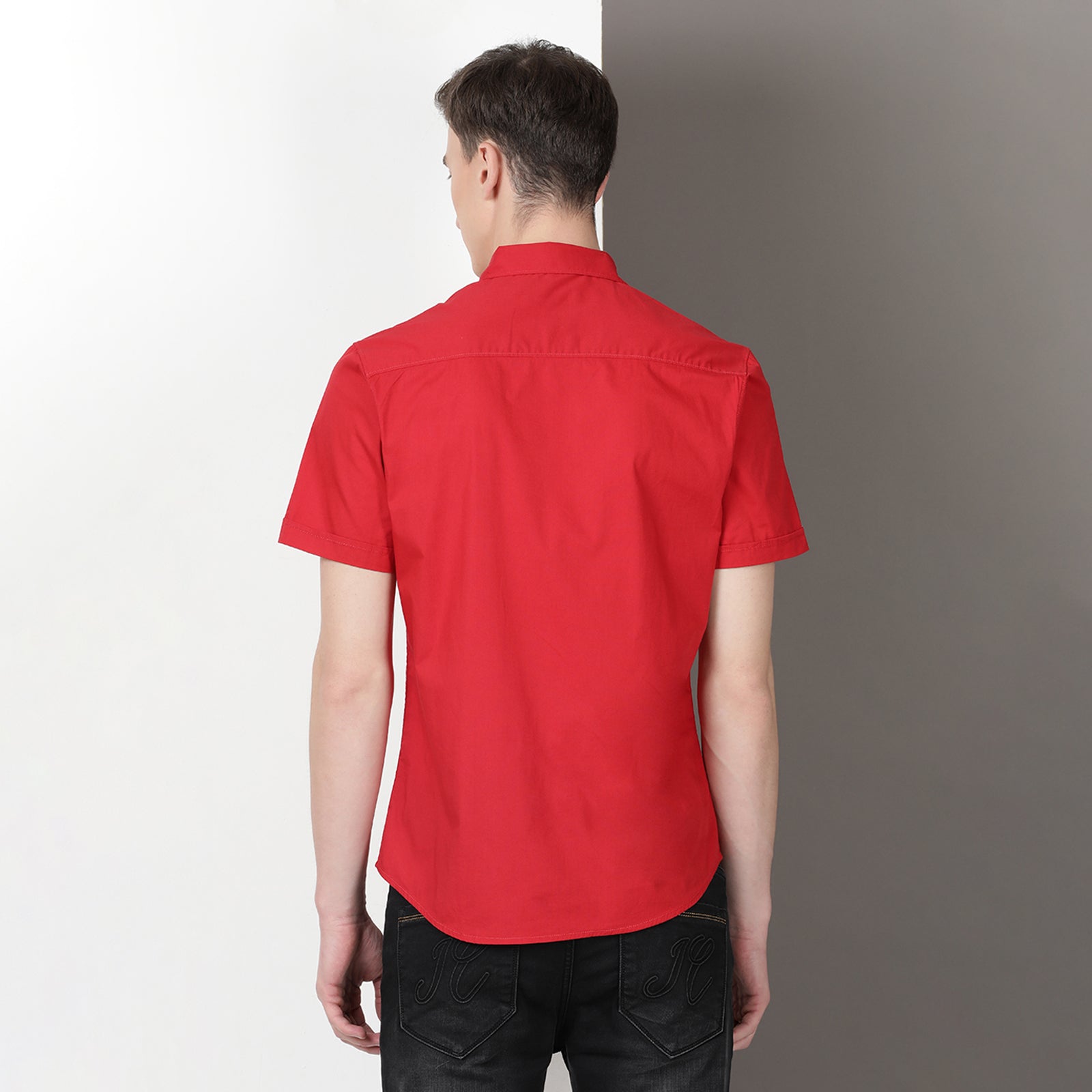 Red Solid Half Sleeve Shirt