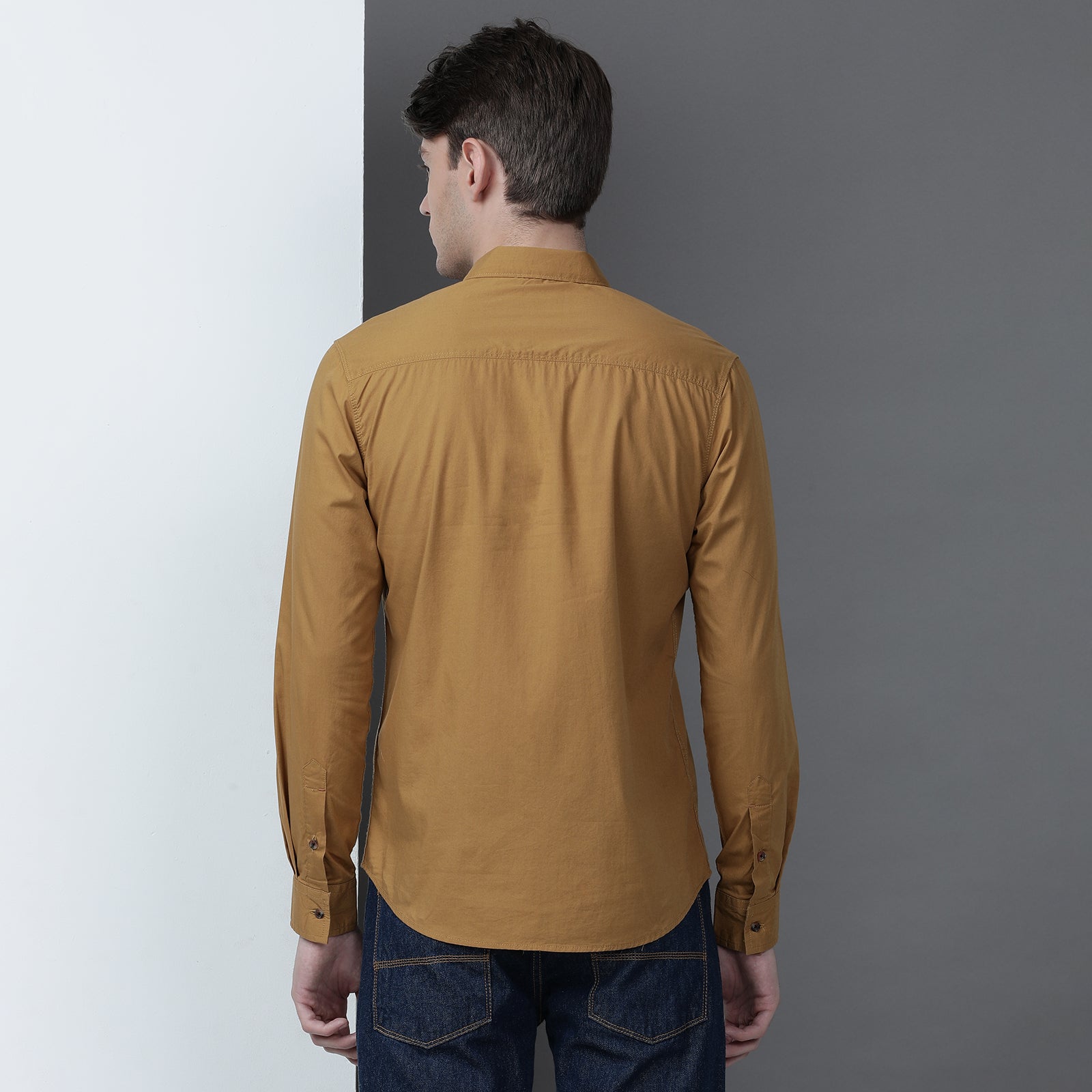 Mustard Solid Full Sleeve Shirt