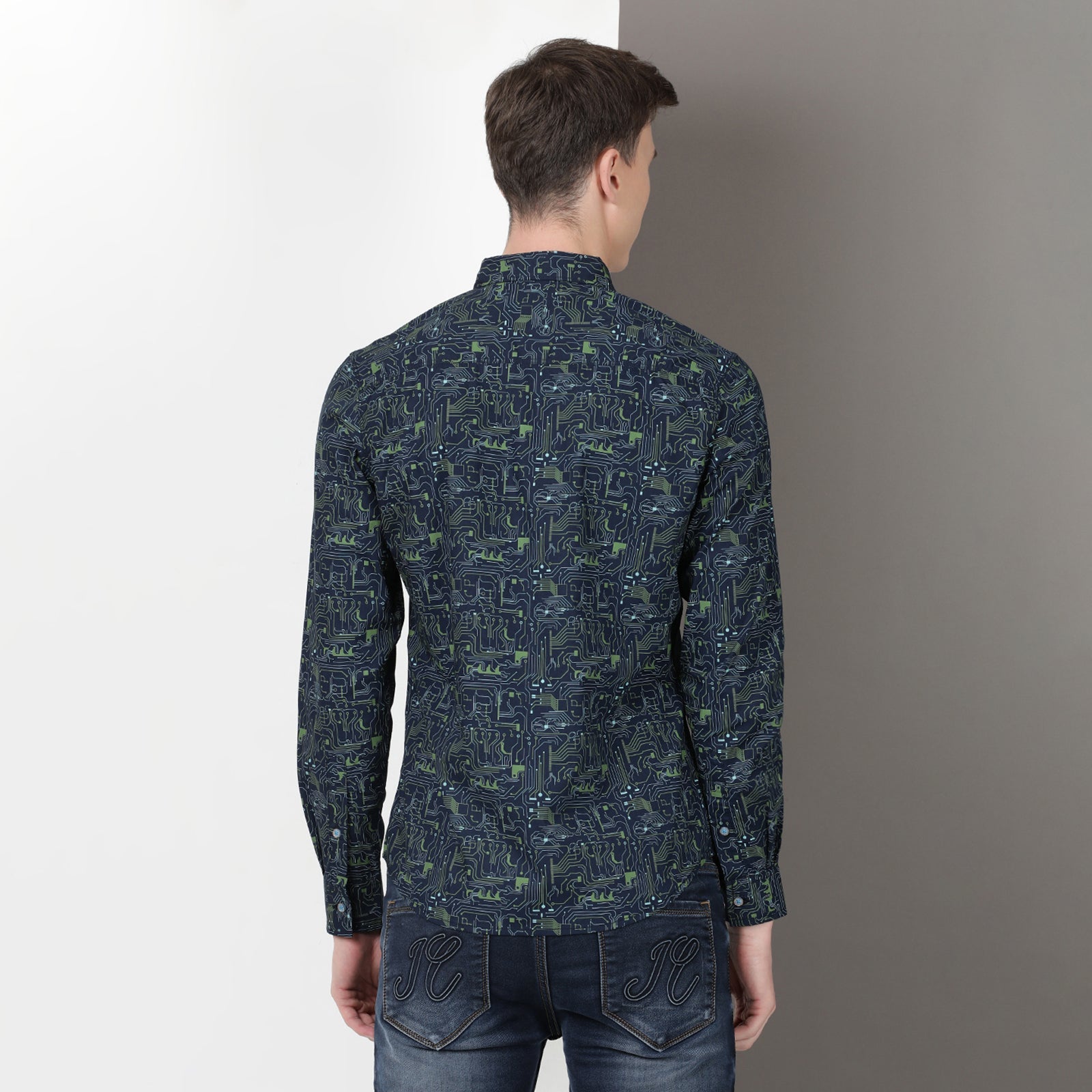 Navy Blue Full Sleeve Printed shirt