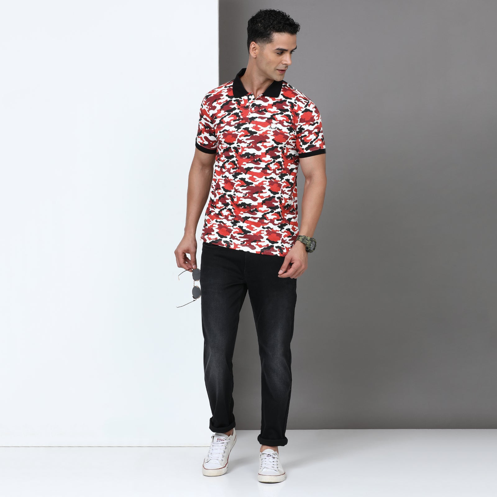 Slim Fit Printed Polo T-Shirt