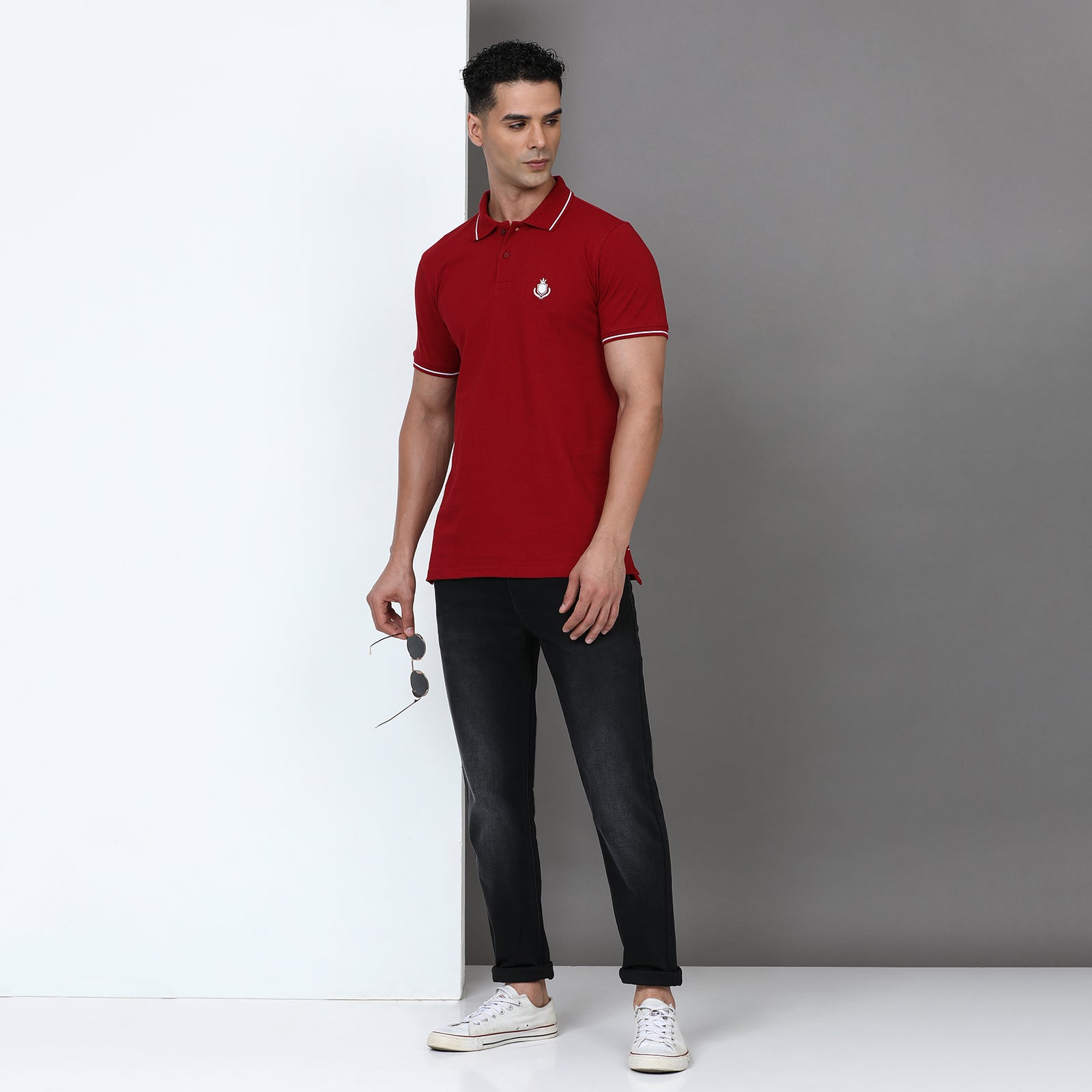 Solid Men Slim Fit Polo T-Shirt