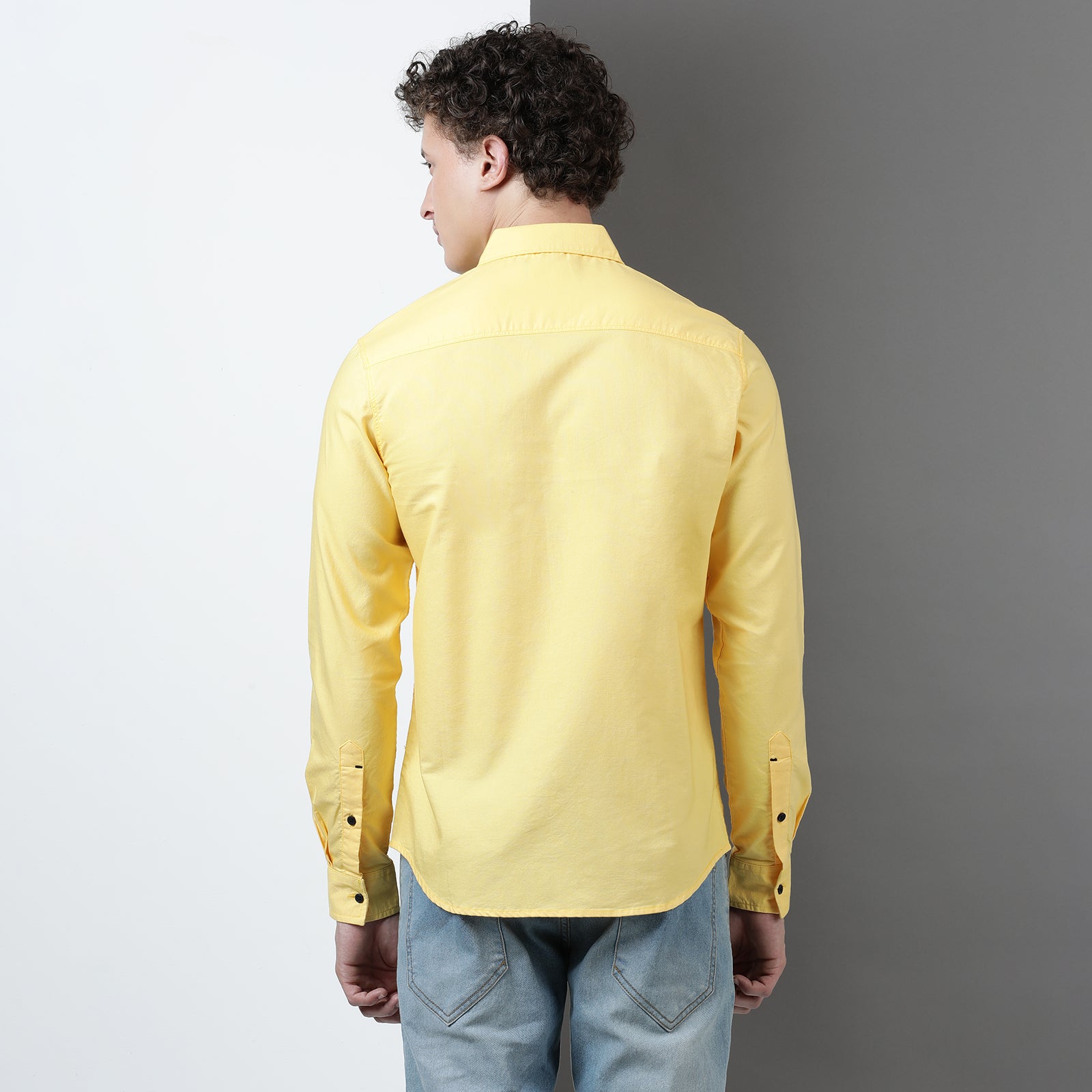 Yellow Solid Full Sleeve Shirt