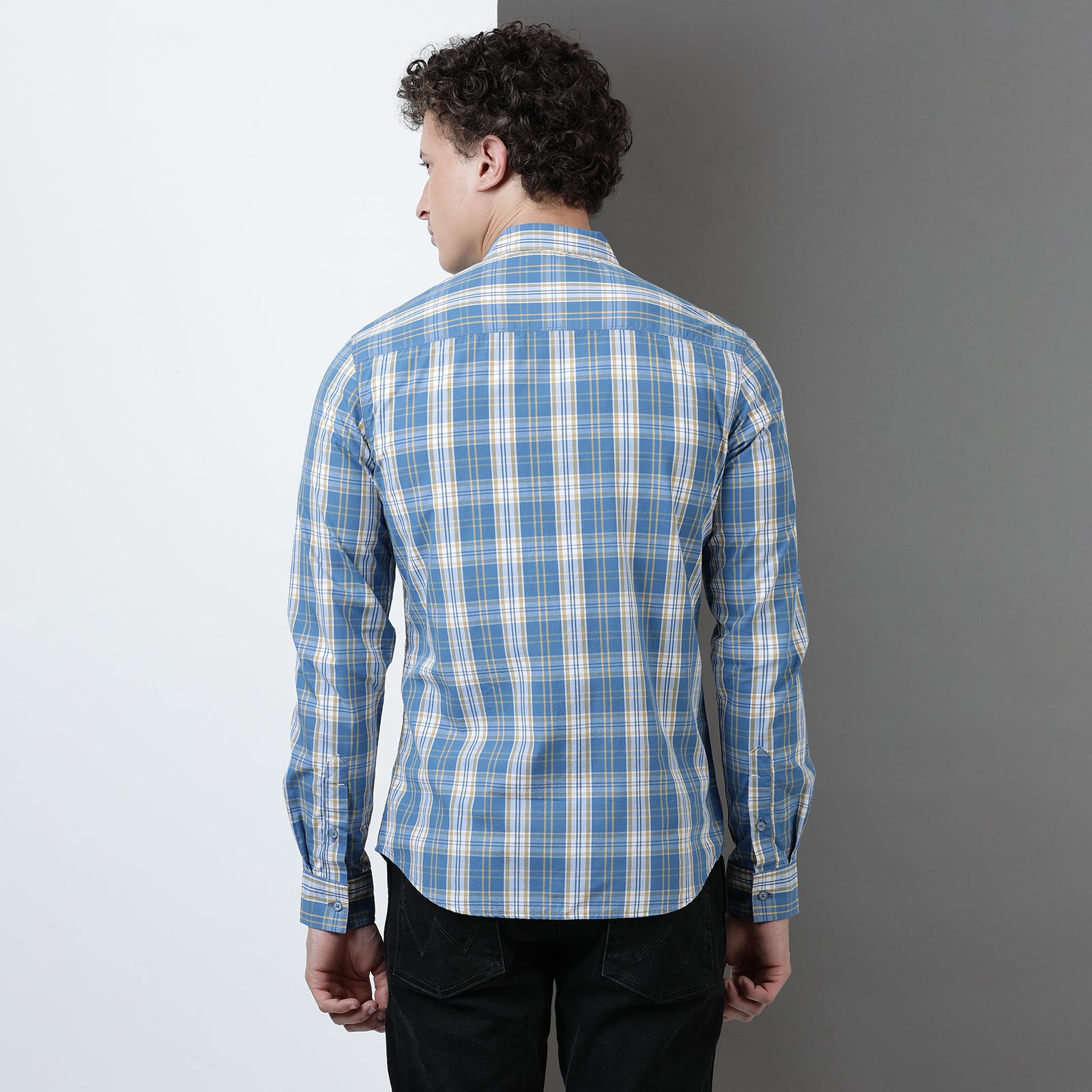 Blue Yarn Dyed Checks Full Sleeve Shirt