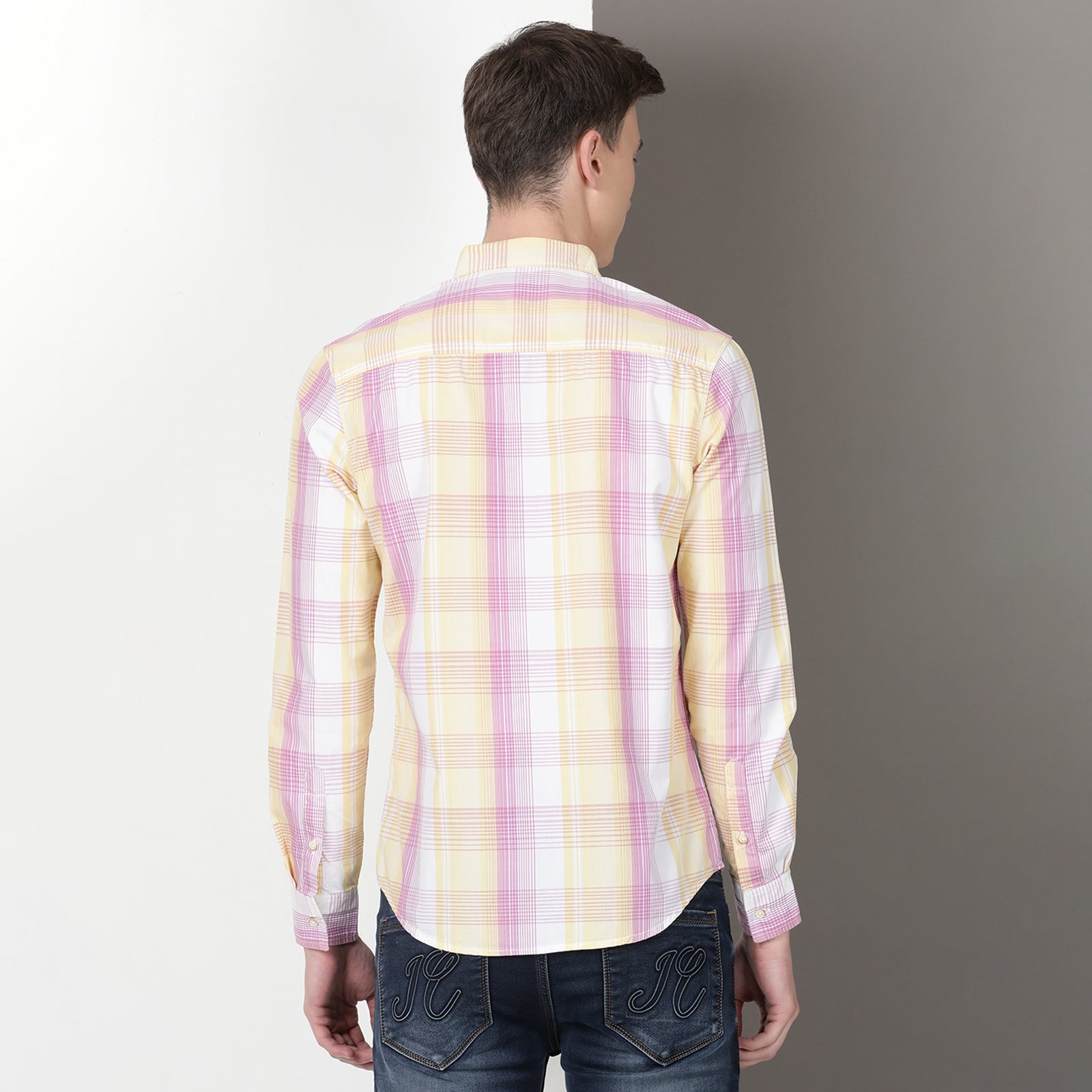 Purple & Yellow Full Sleeve Checks Shirt