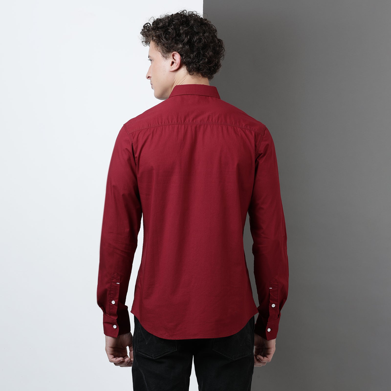 Tibetan Red Solid Full Sleeve Shirt