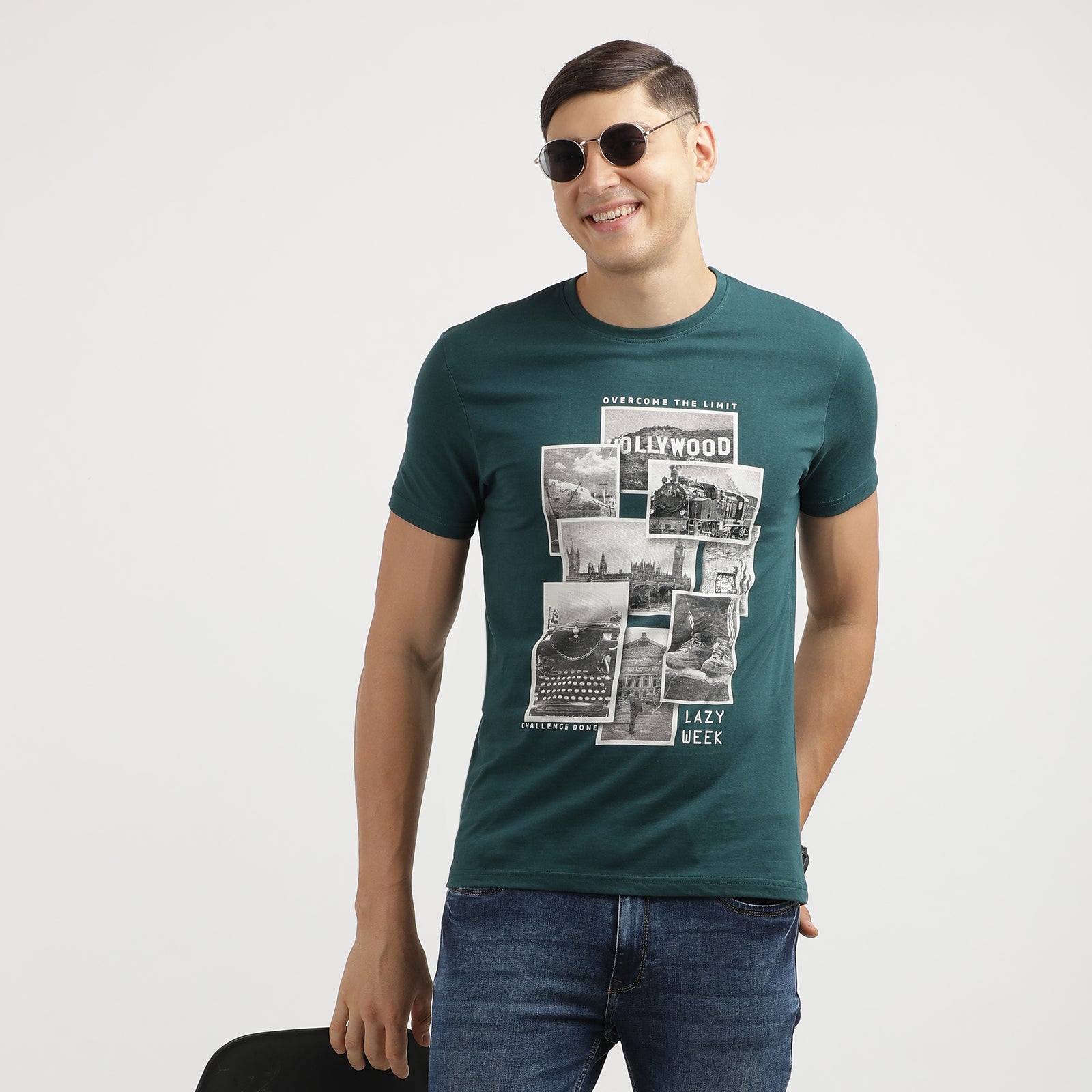 Men's Dark Sea Over The Limit Crew Neck Graphic Printed T-Shirt