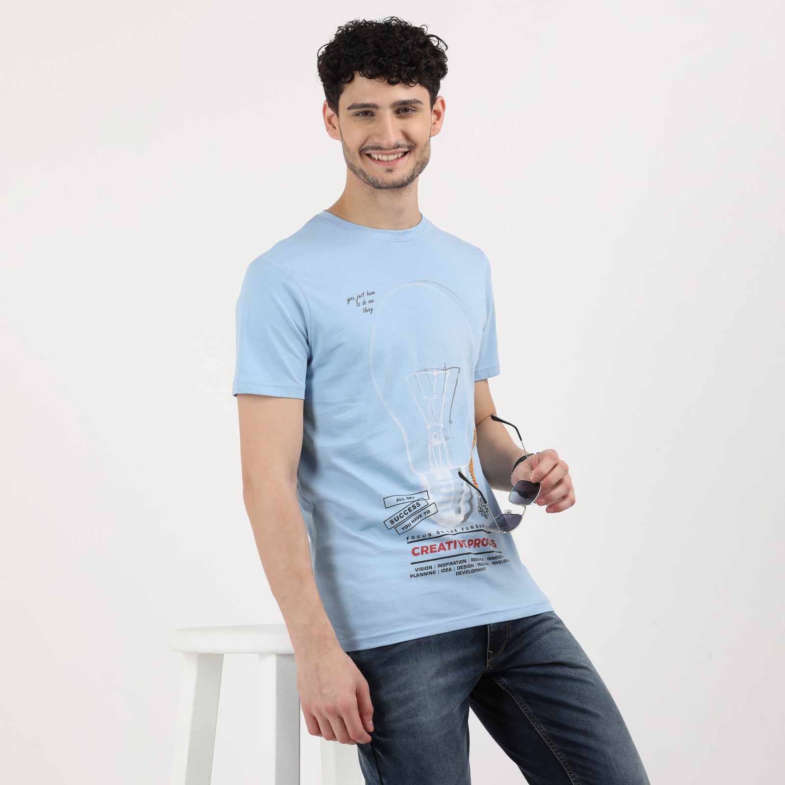 Powder Blue Men's Creative Process Bulb Graphic Tee