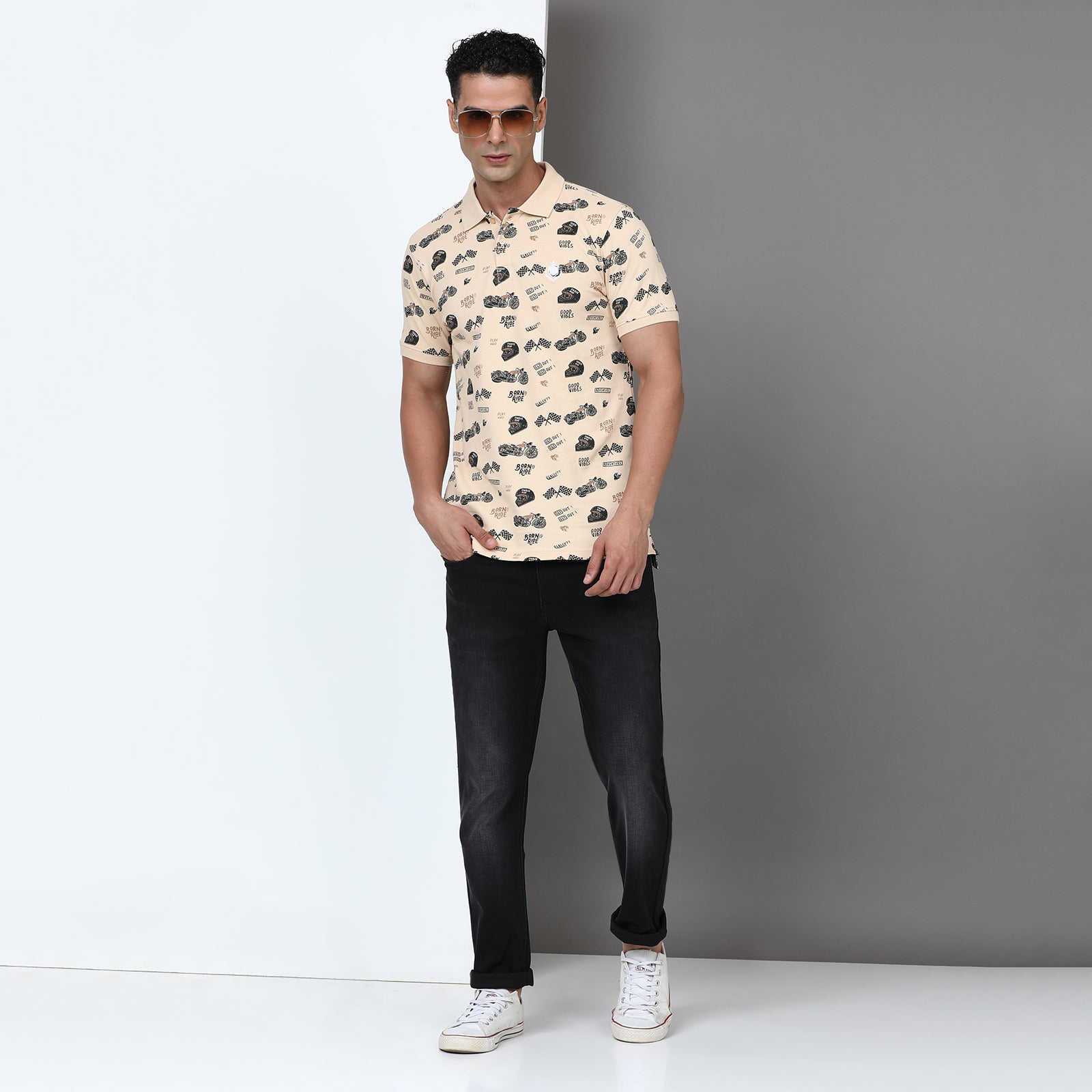 Slim Fit Printed Polo T-Shirt