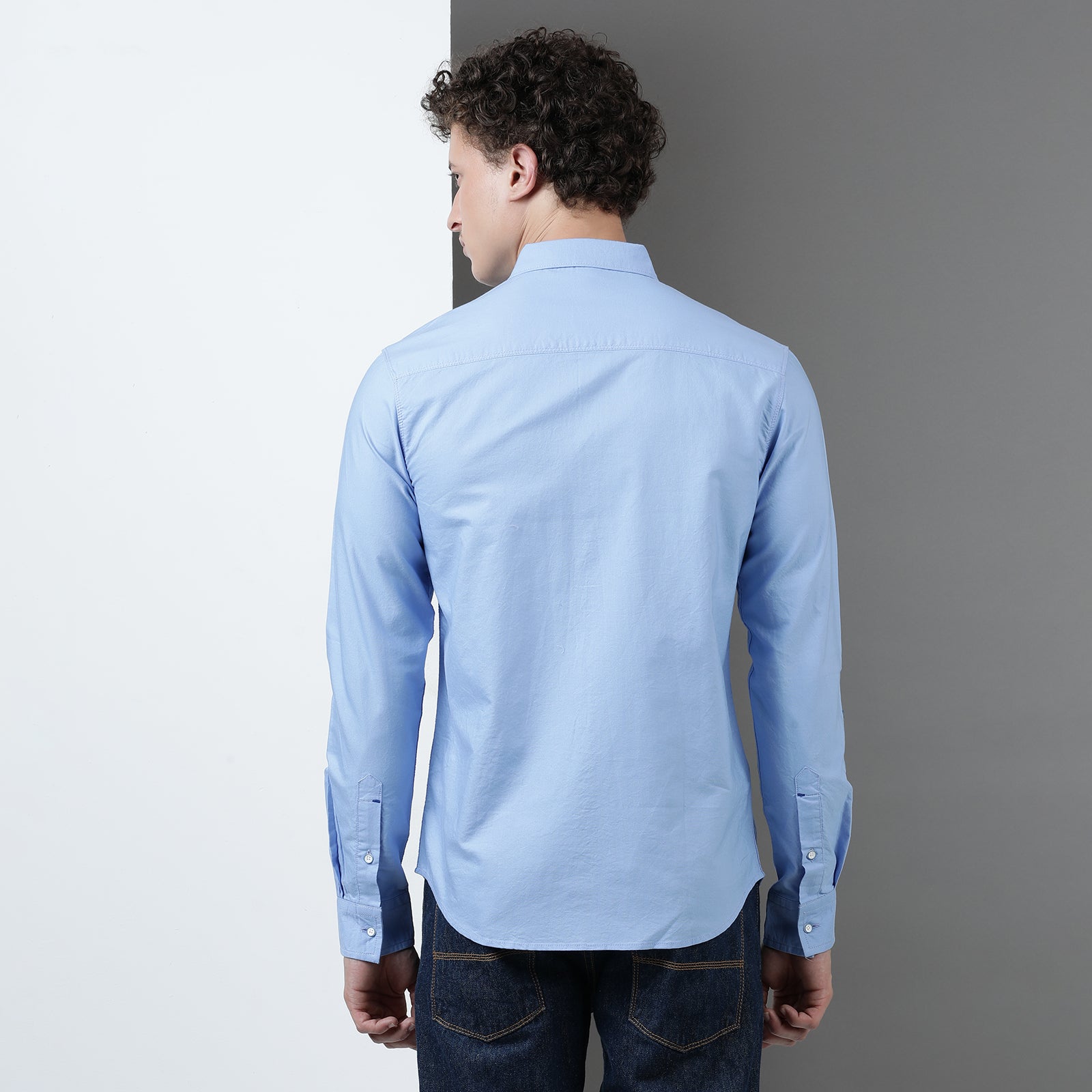 Blue Solid Full Sleeve Shirt