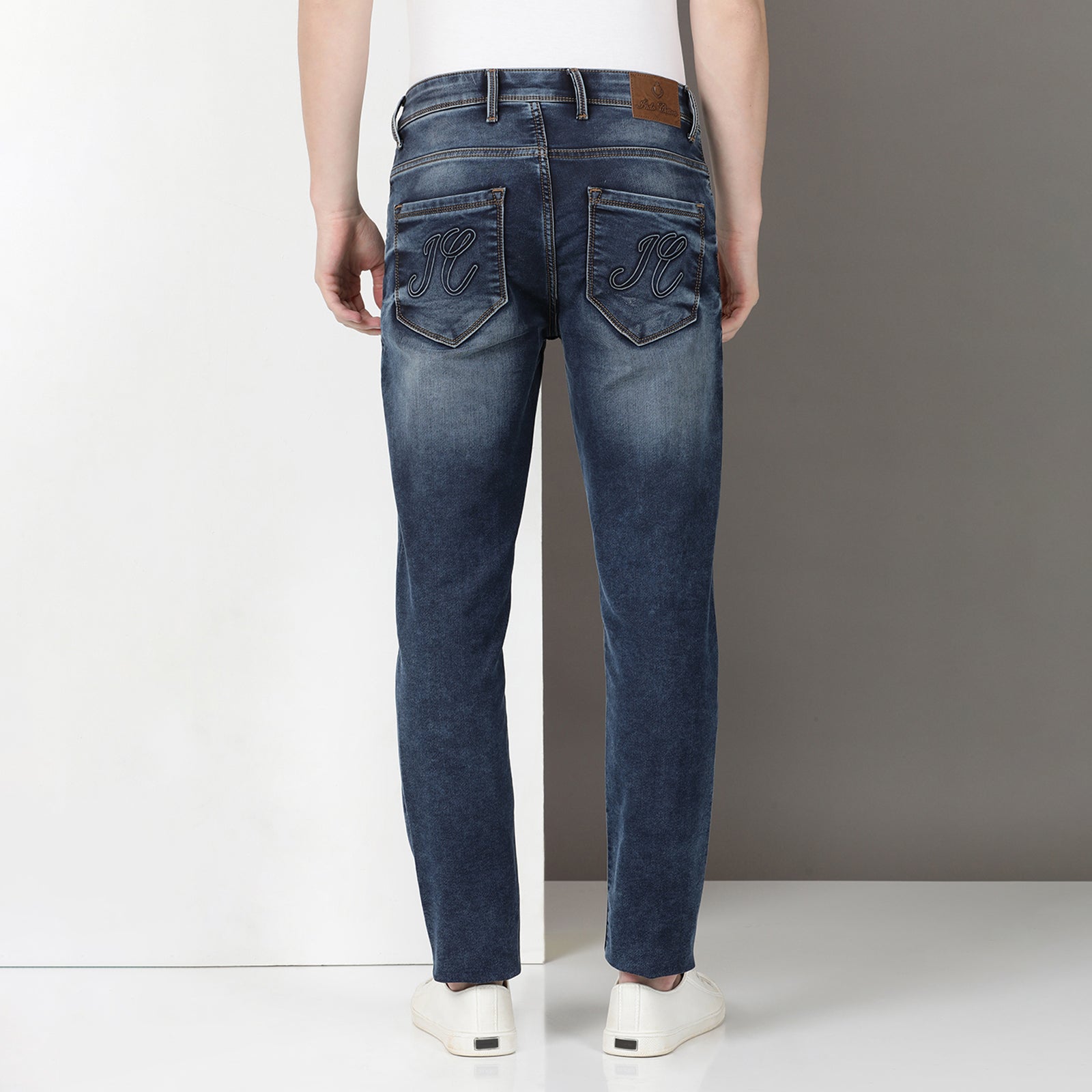 Mid Wash Navy Midrise Slim Fit Jeans