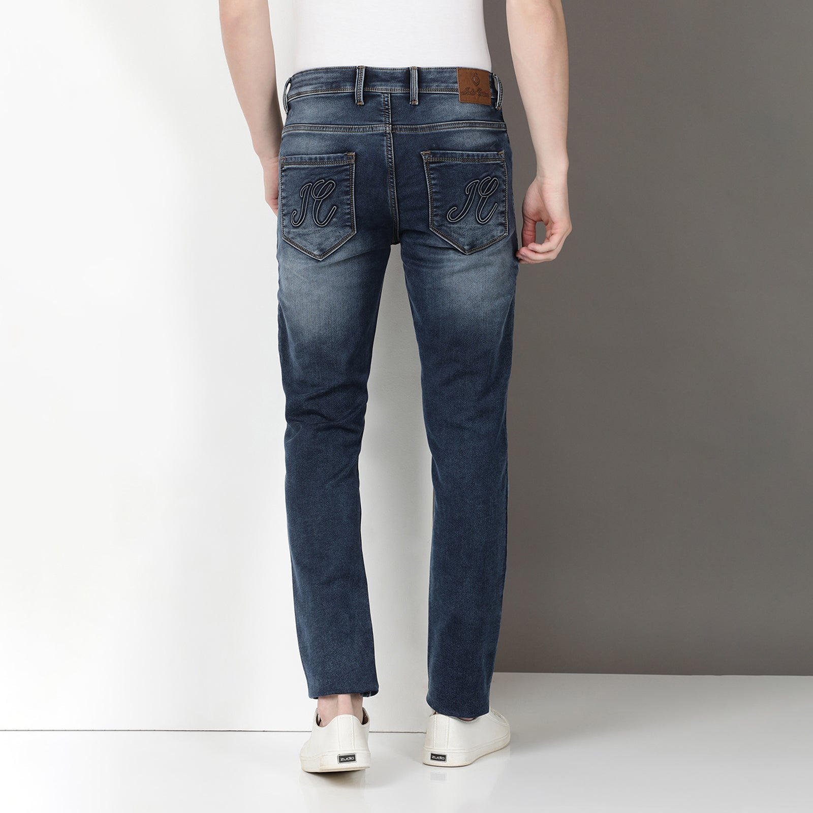 Mid Wash Navy Midrise Slim Fit Jeans