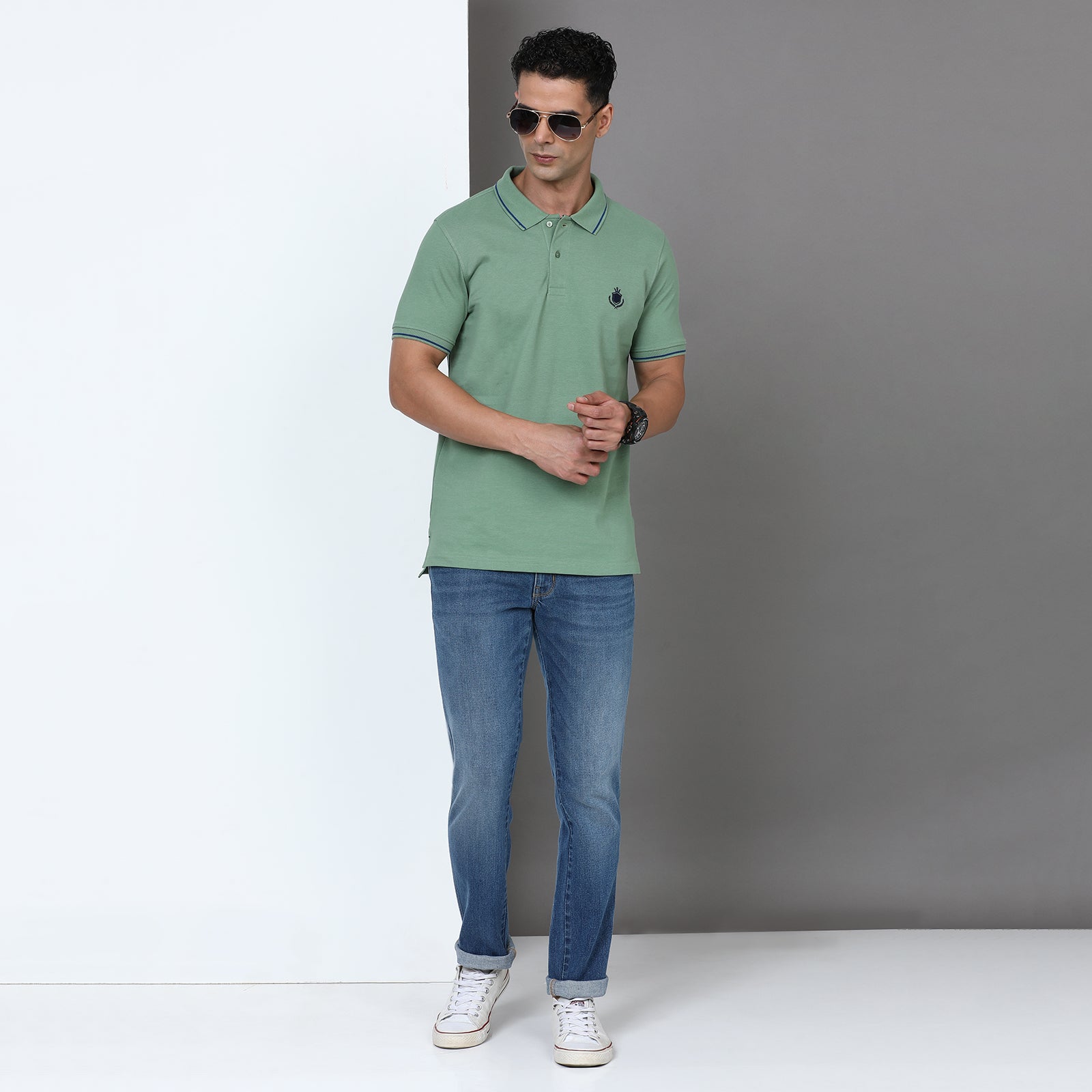 Solid Men Slim Fit Polo T-Shirt