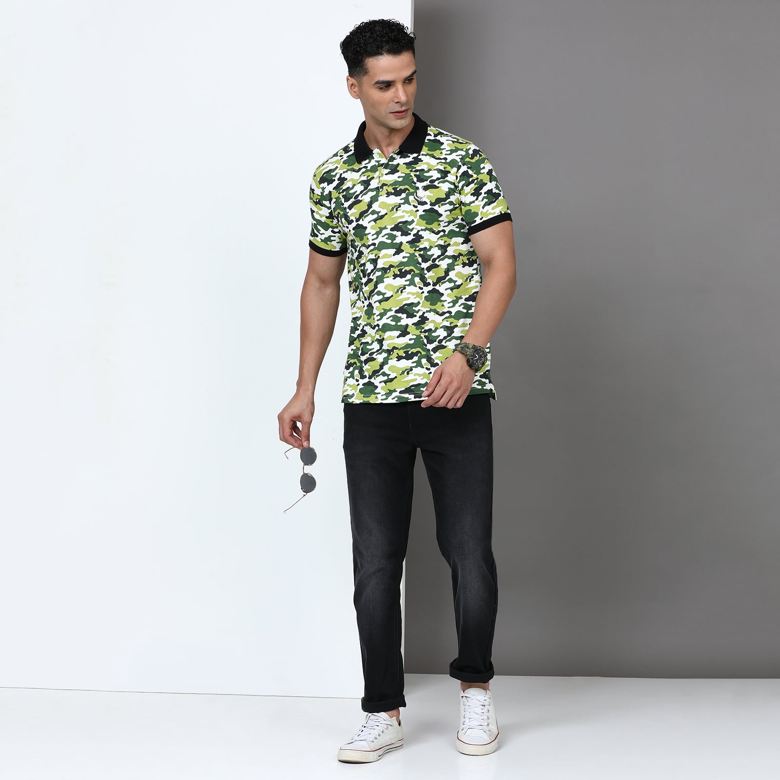 Slim Fit Printed Polo T-Shirt