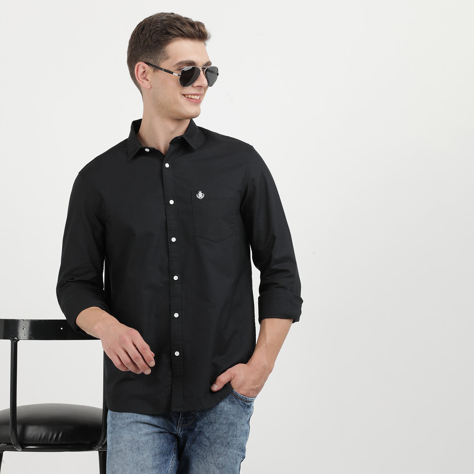 Jet Black Full Sleeve Casual Shirt