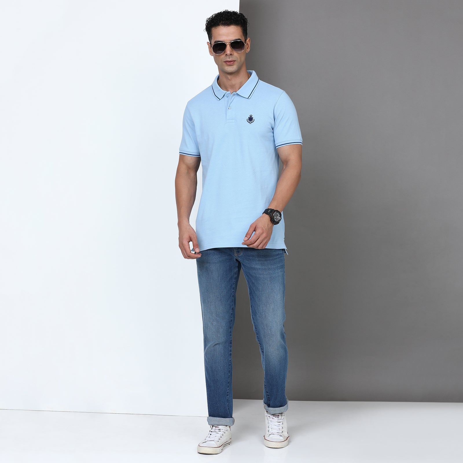 Solid Men Slim Fit Polo T-Shirt