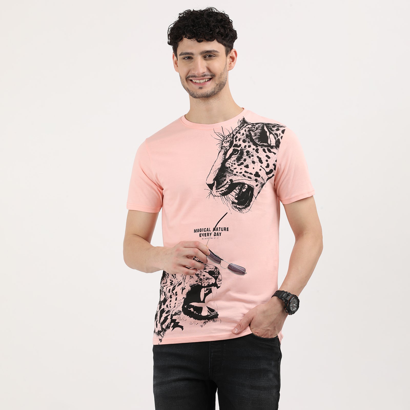 Impatiens Pink Roaring Style Leopard Print T-Shirt