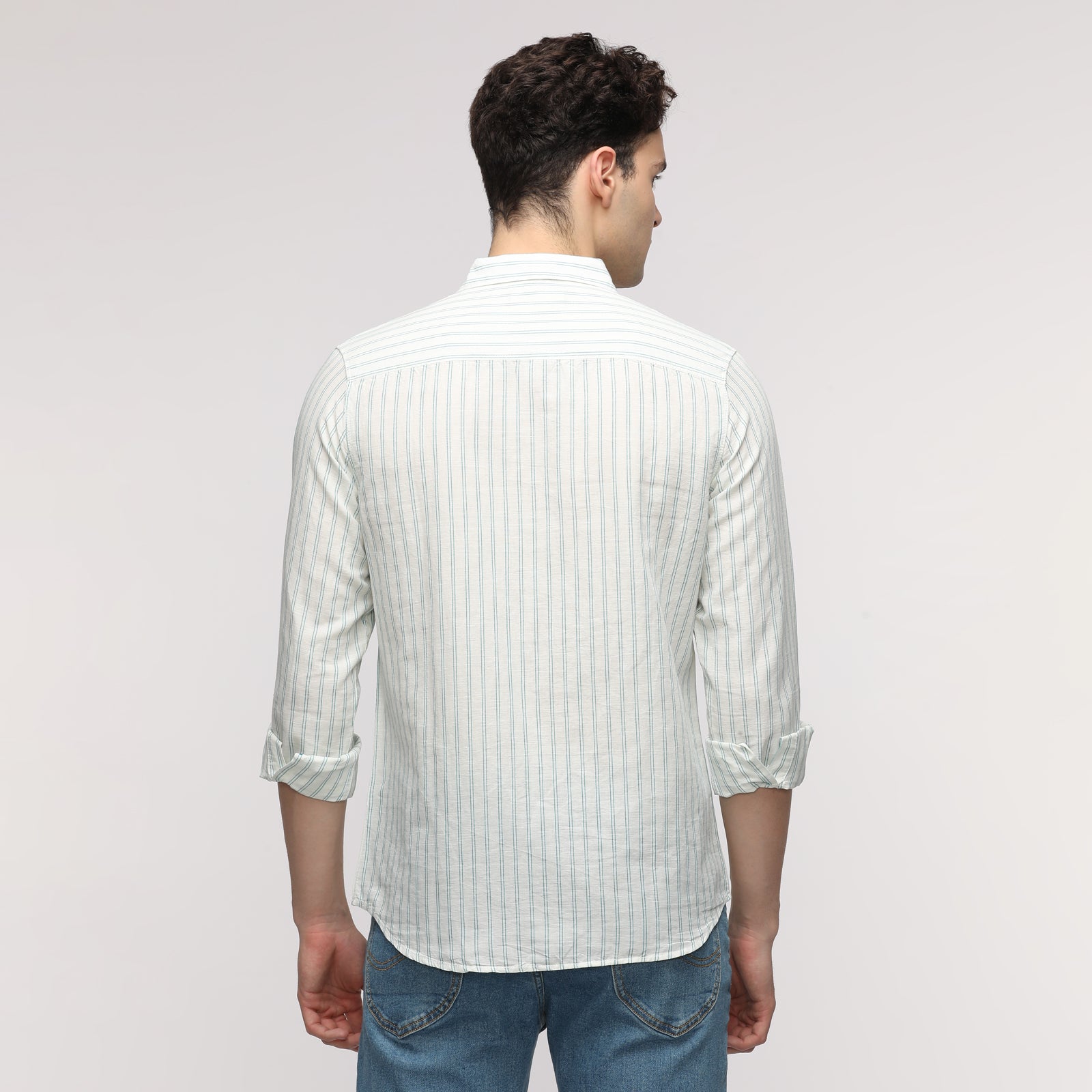 Men's Striped Regular Fit Shirt With Patch Pocket