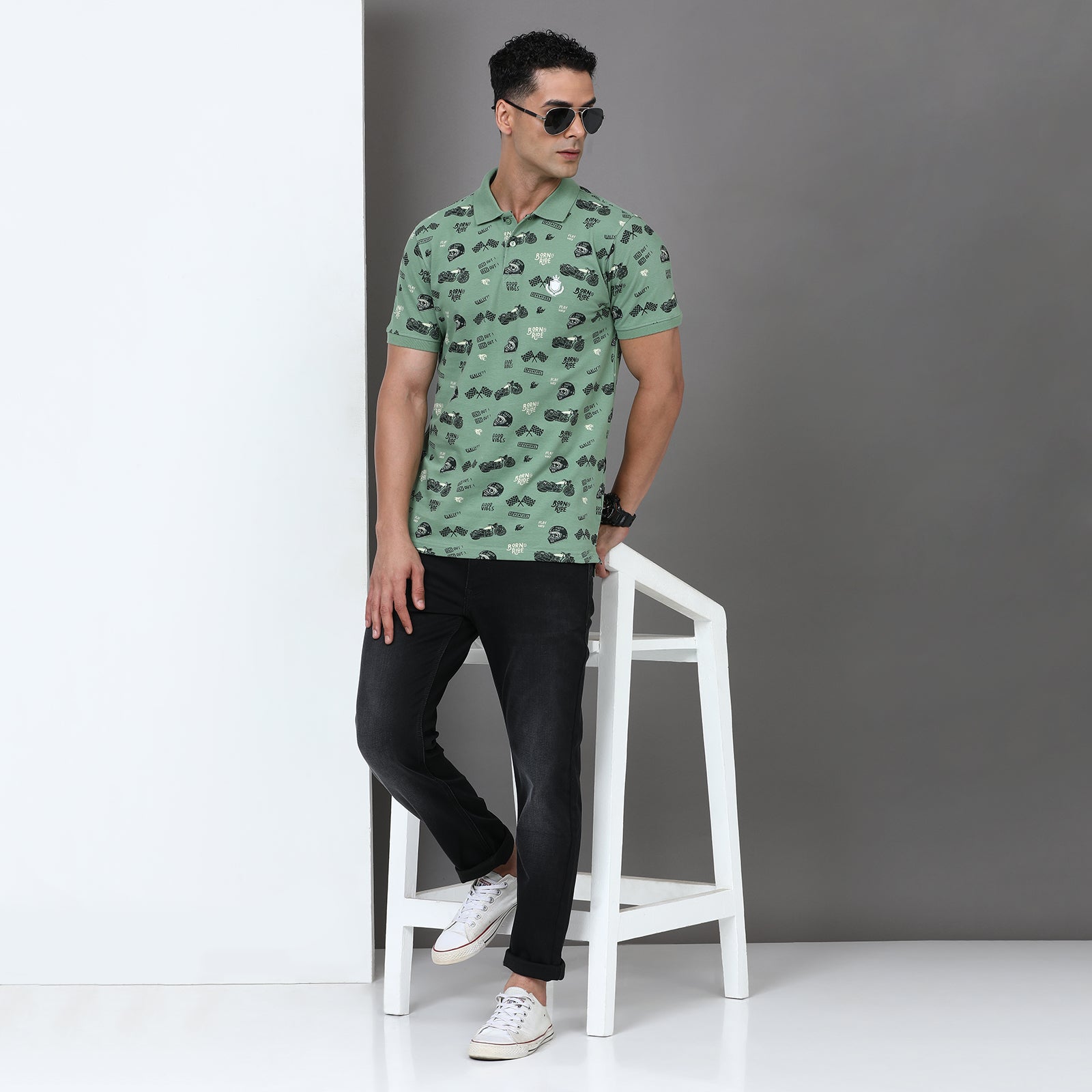 Slim Fit Printed Polo T-Shirt