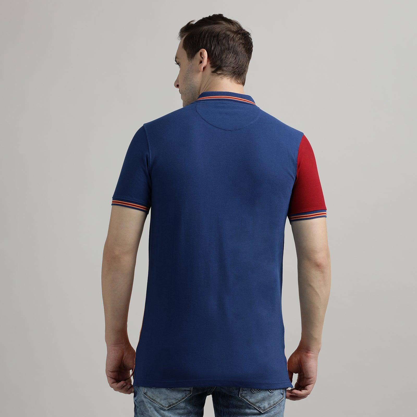 Polo T-Shirt Navy and Muskmelon Cut and Sew