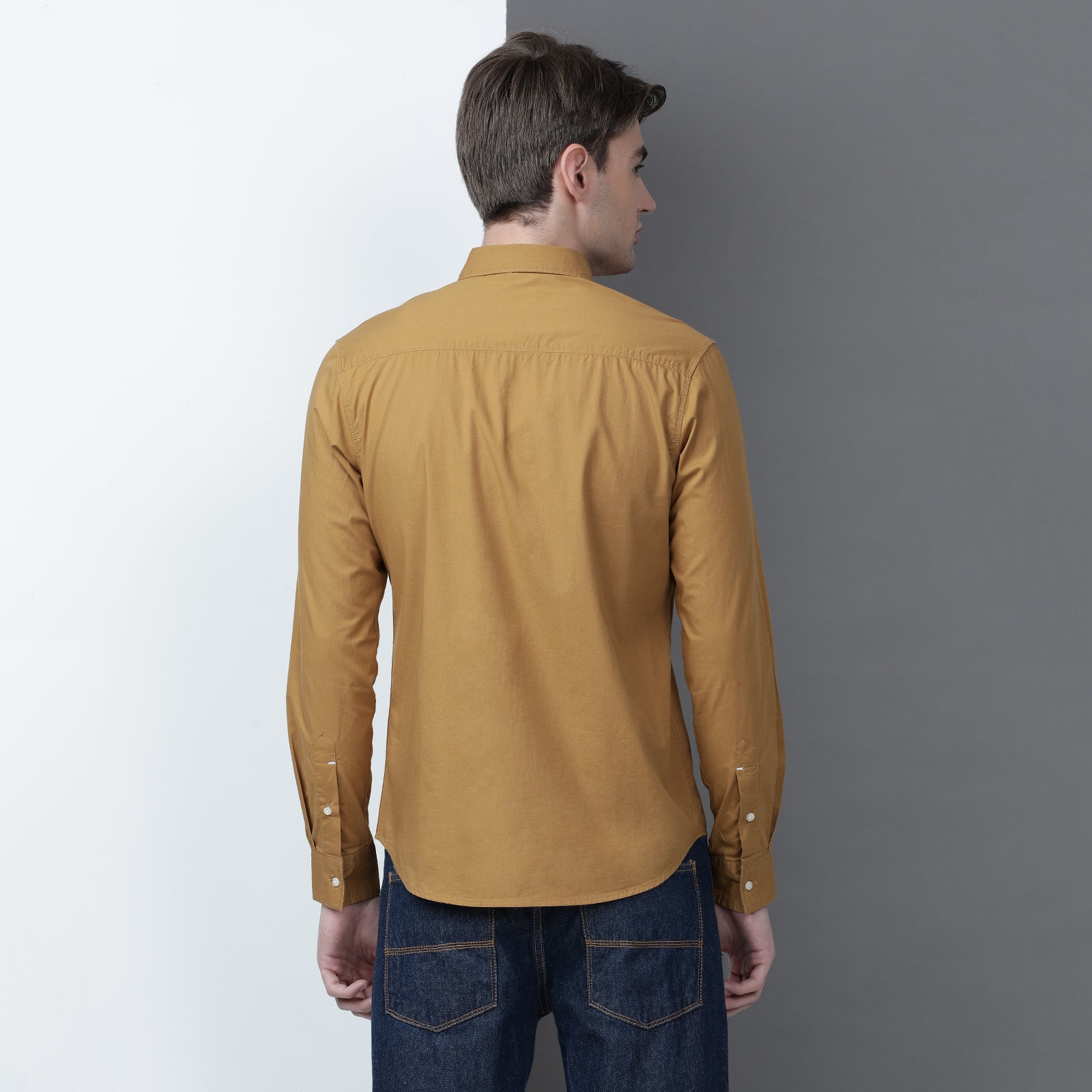 Mustard Solid Full Sleeve Shirt