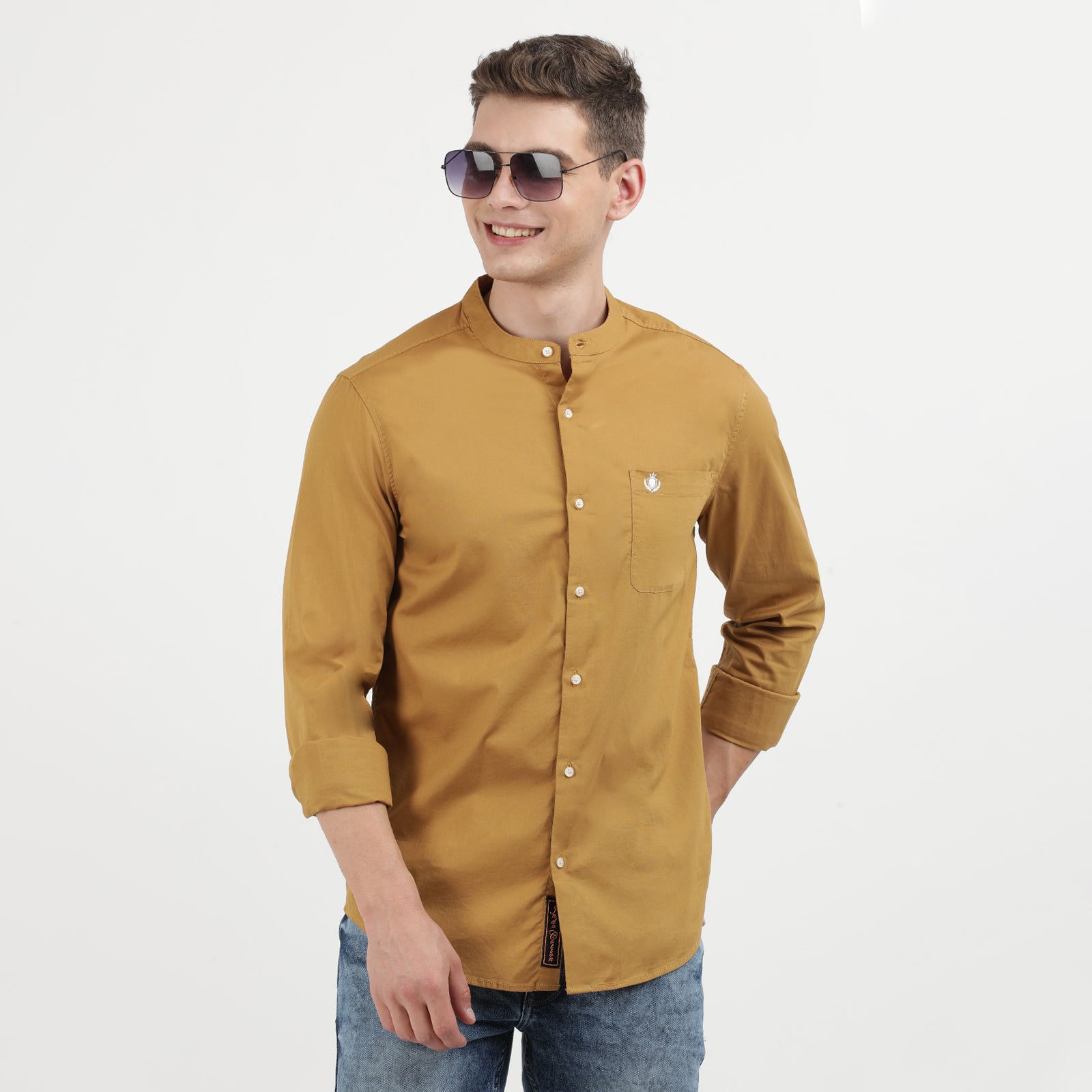 Khaki plain Full Sleeve Shirt-1